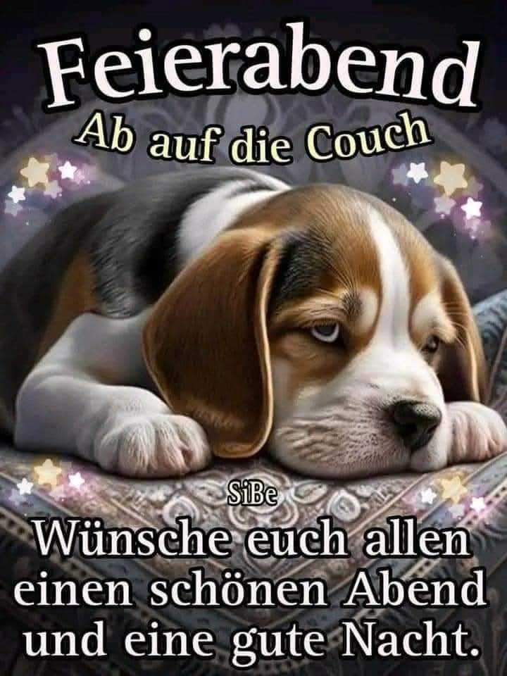 Feierabend Ab auf die Couch SiBe Wünsche euch allen einen schönen Abend und eine gute Nacht