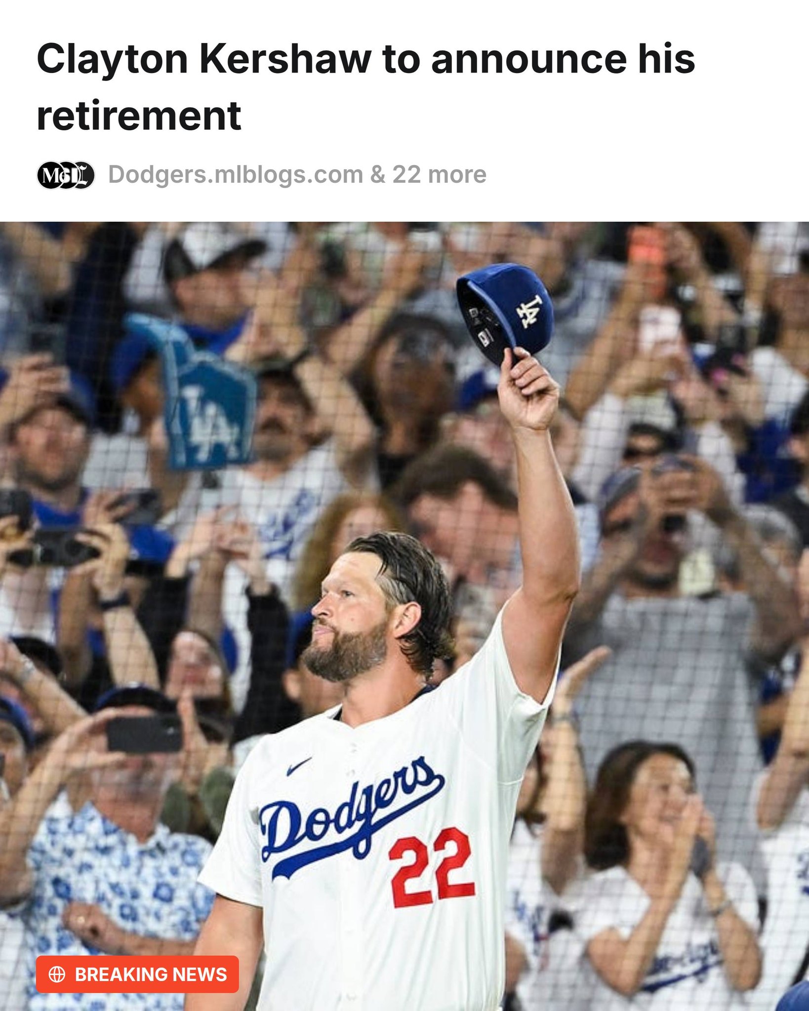 Future HOFer Clayton Kershaw announced today that he will be 