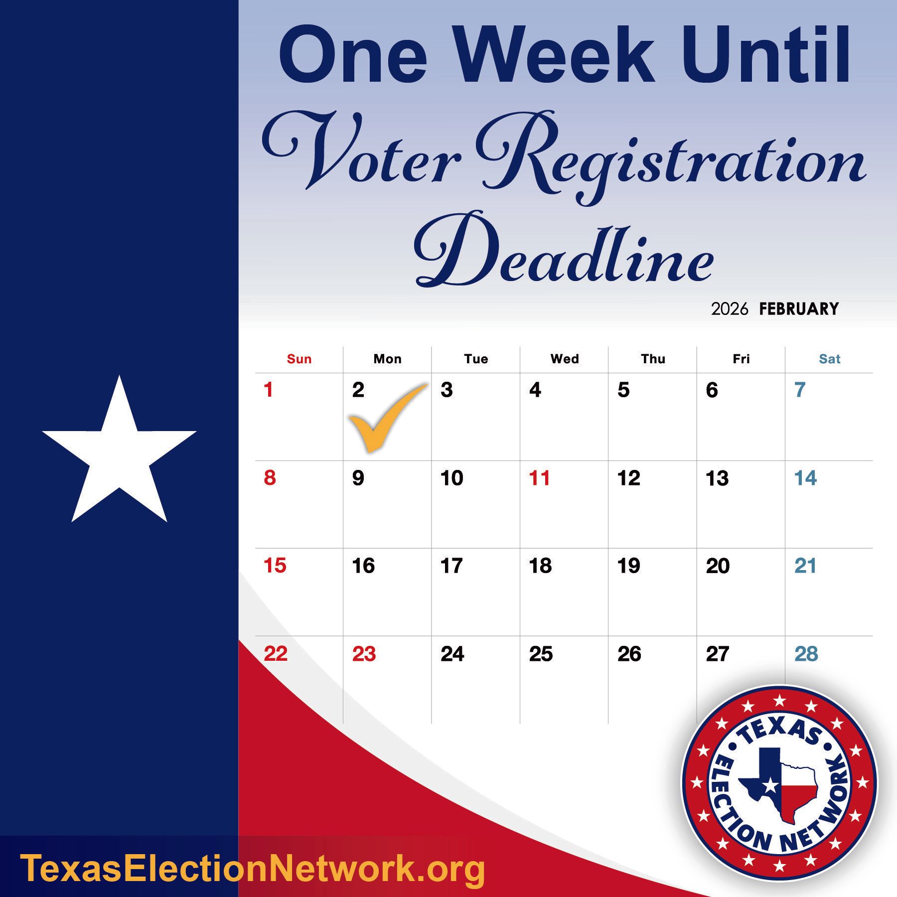 The voter registration deadline... - Texas Election Network | Facebook