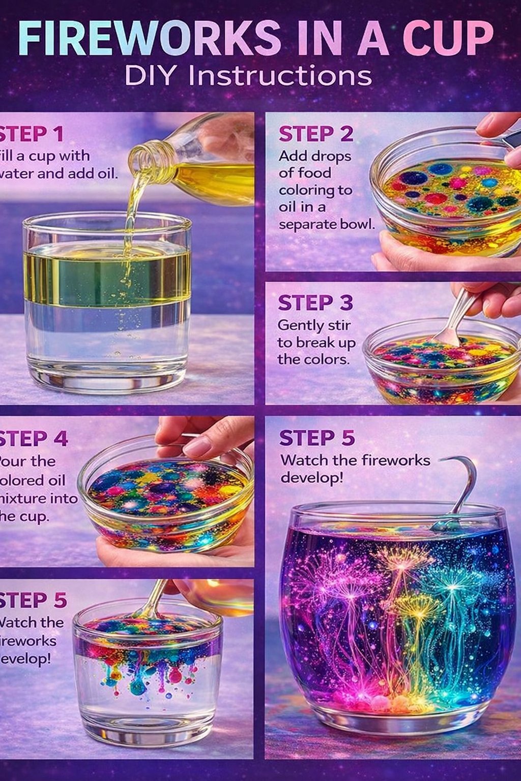 HomeMade - Here’s a safe, kid-friendly “Fireworks in a Cup of Water ...