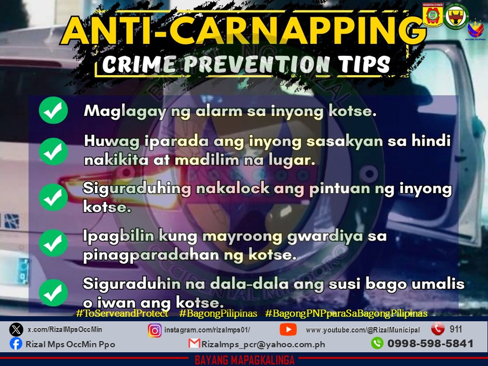 Rizal Mps - Anti-Carnapping Crime Prevention Tips # ...