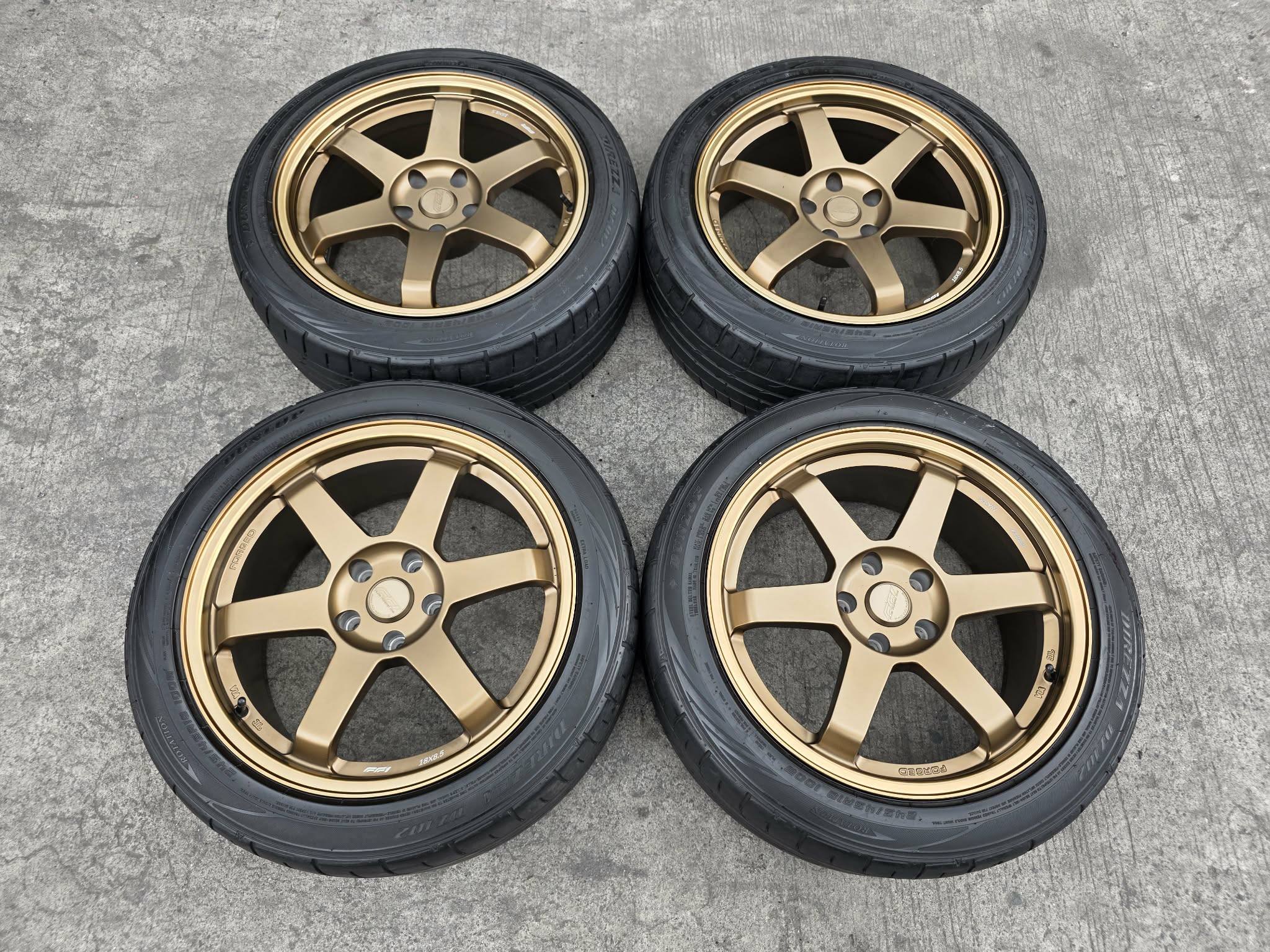 Volk-rays Te37 18x8.5 wheels with Dunlop Direzza tires for sale