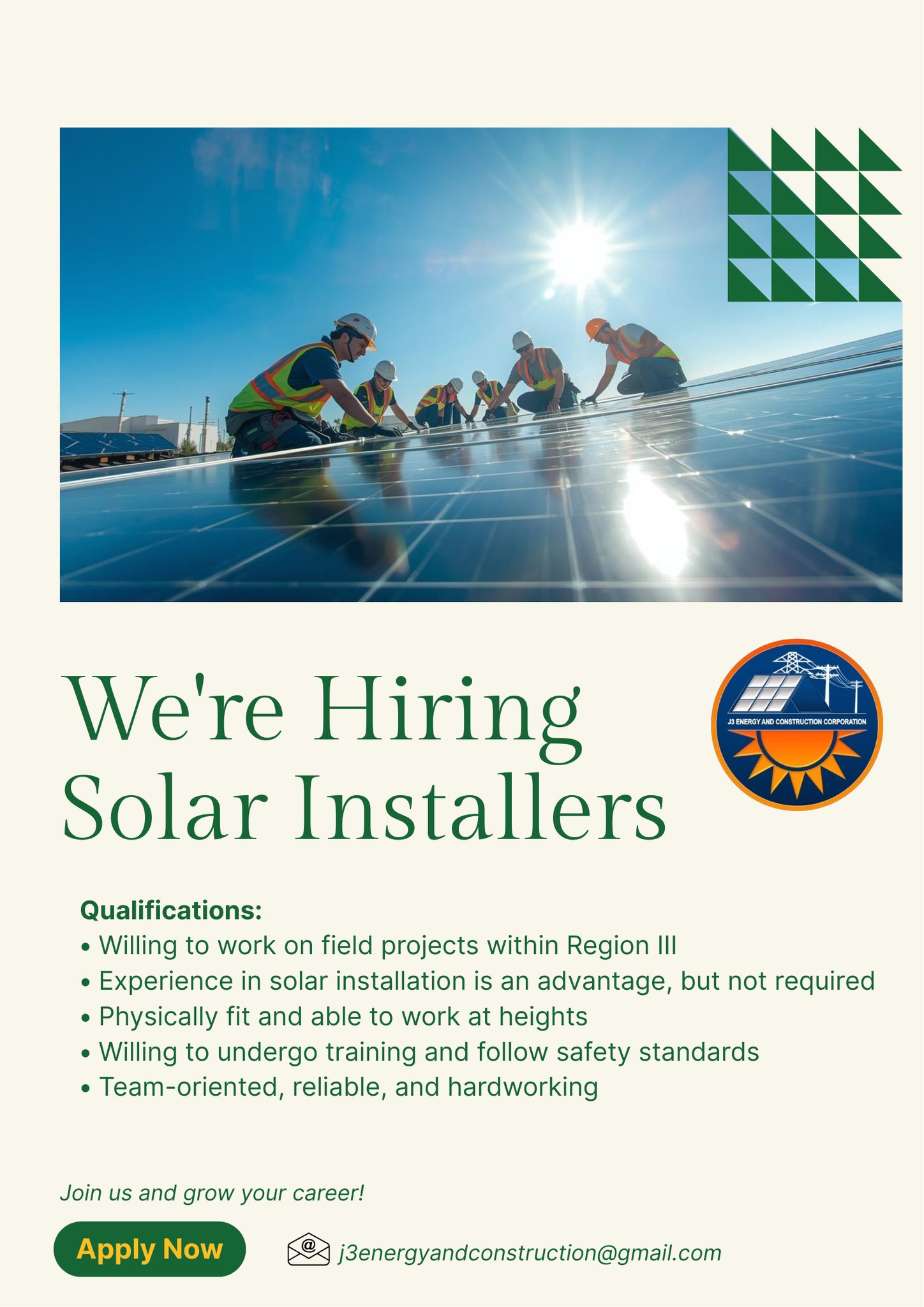J3 - 🌞 WE ARE HIRING: SOLAR INSTALLERS 🌞 J3 Energy is expanding its ...