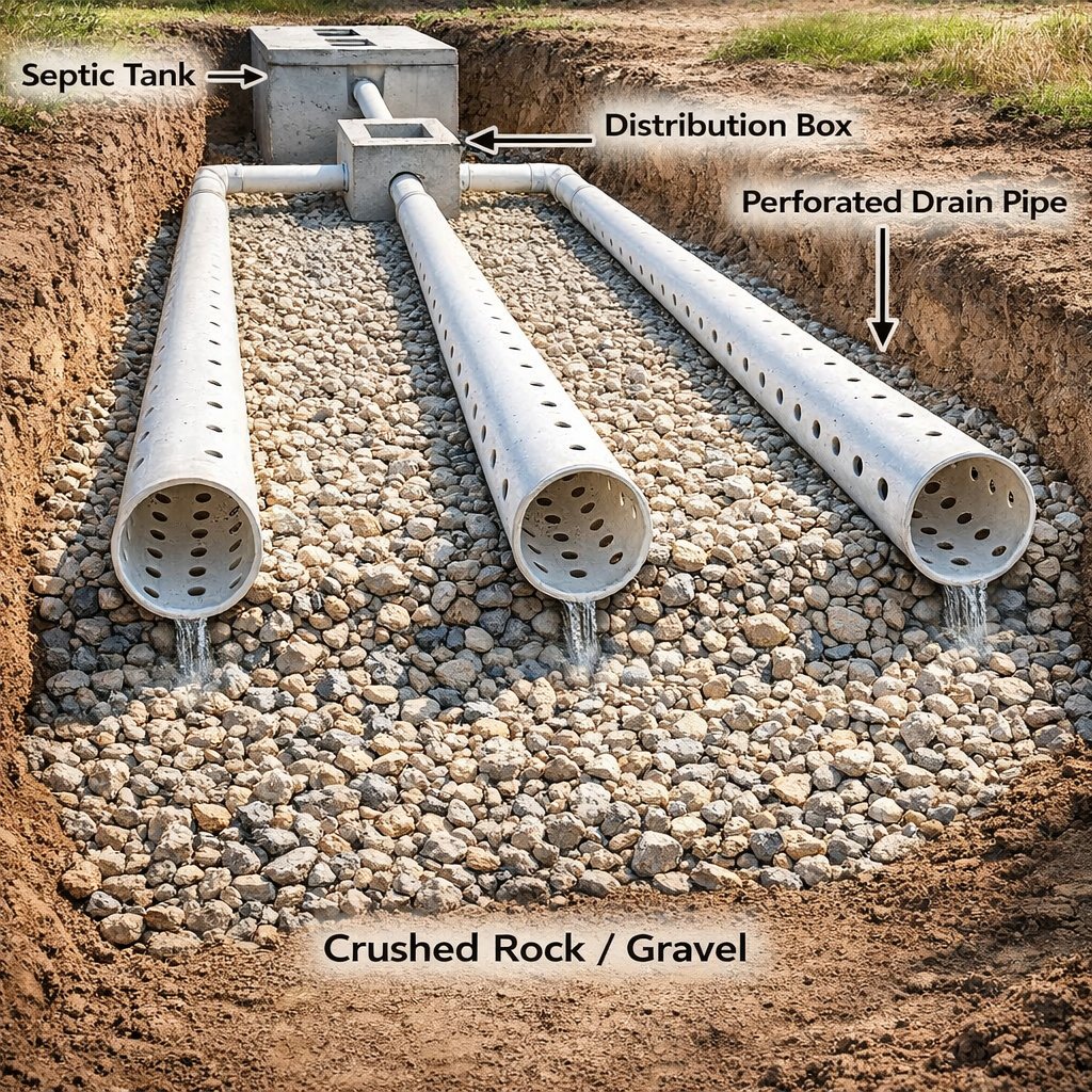 Handyman - 🛠️ How a Residential Septic Drain Field Works (Leach Field ...