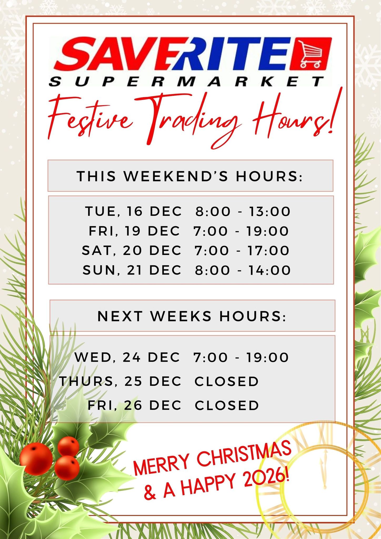 Visser Groep - Festive Trading Hours Update ‼️ Our find... | Facebook