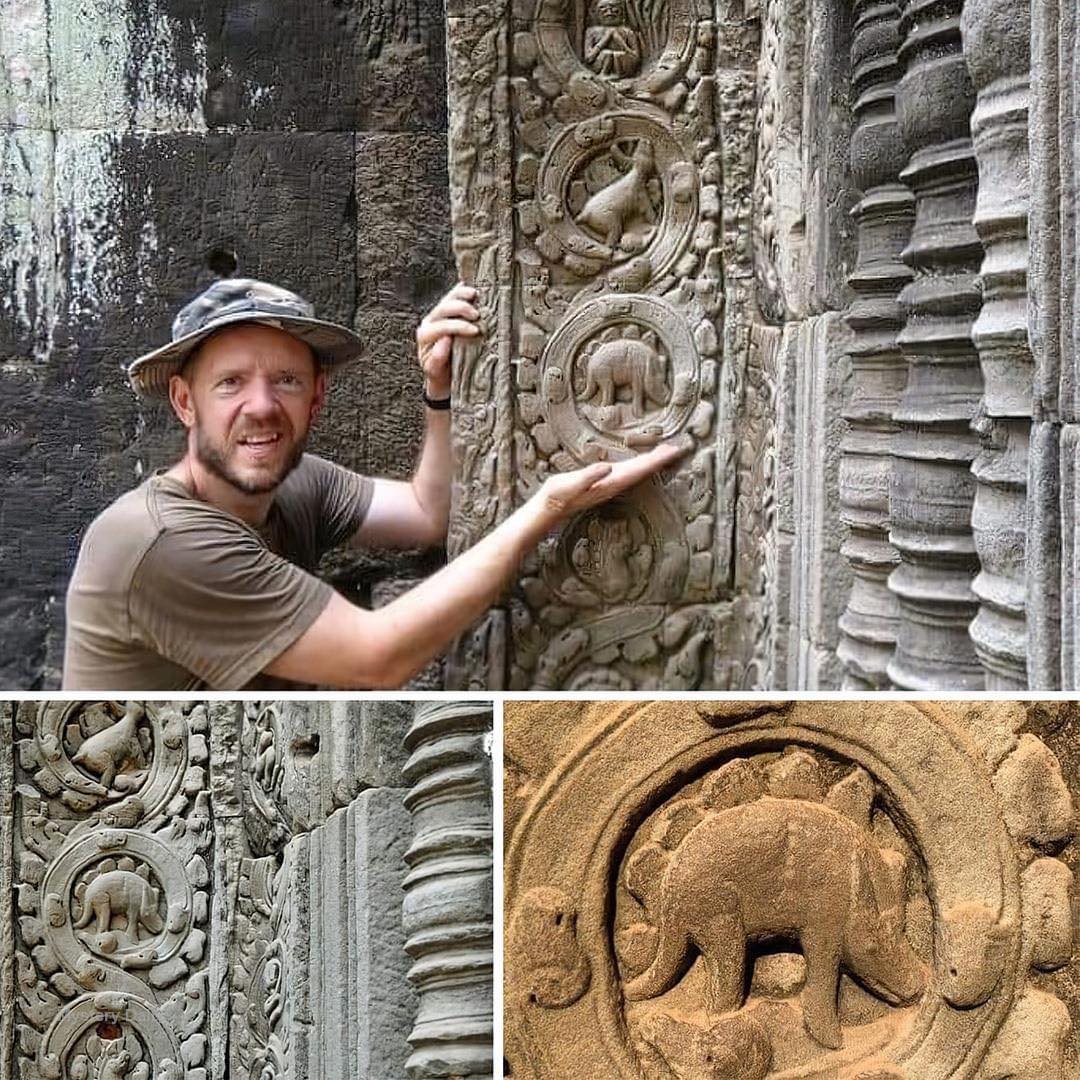 Ta Prohm temple ruins in Angkor Wat, Cambodia, oil painting