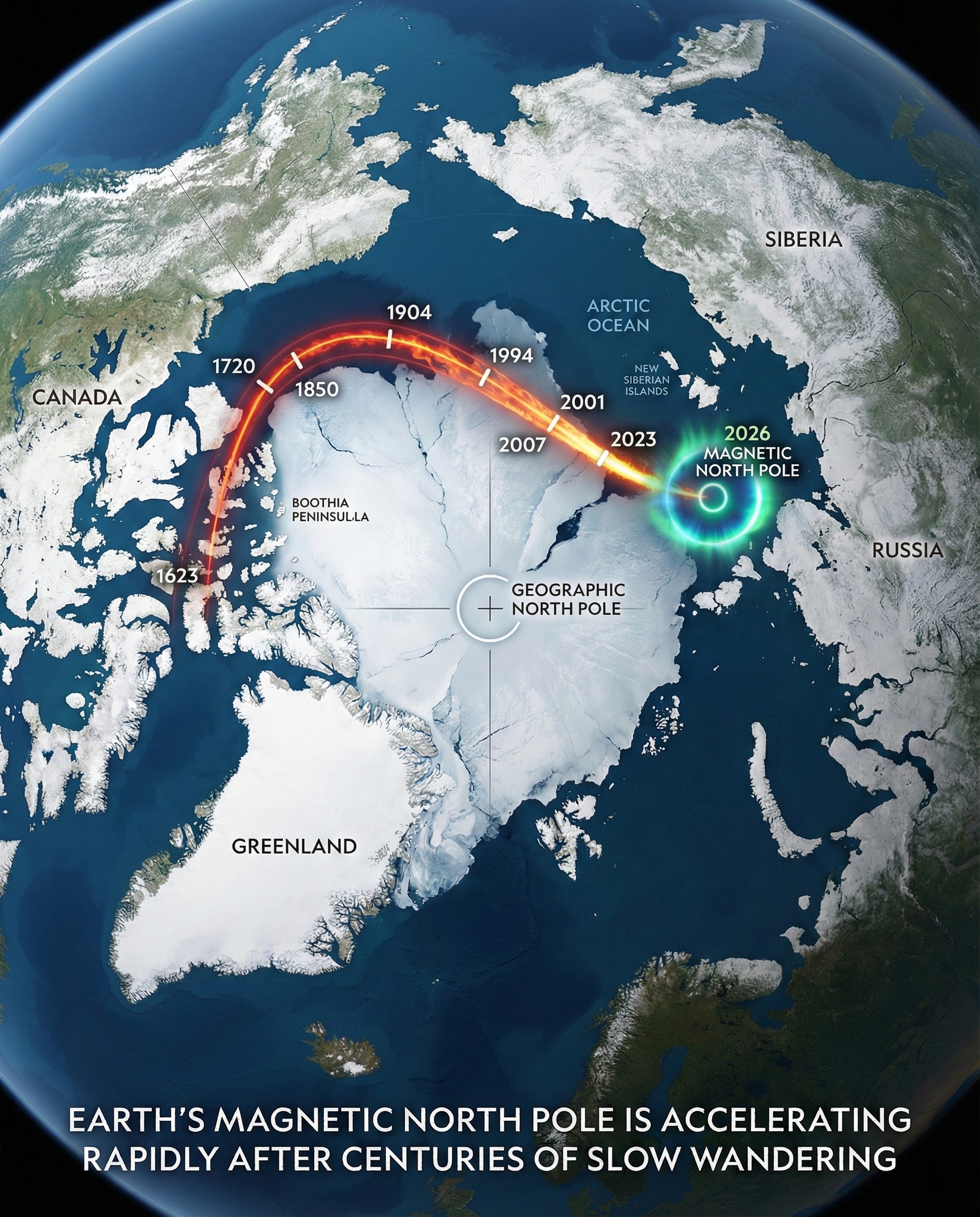 Moonlit - The North Pole is running away. 🧭🏃 Not the Geographic North ...