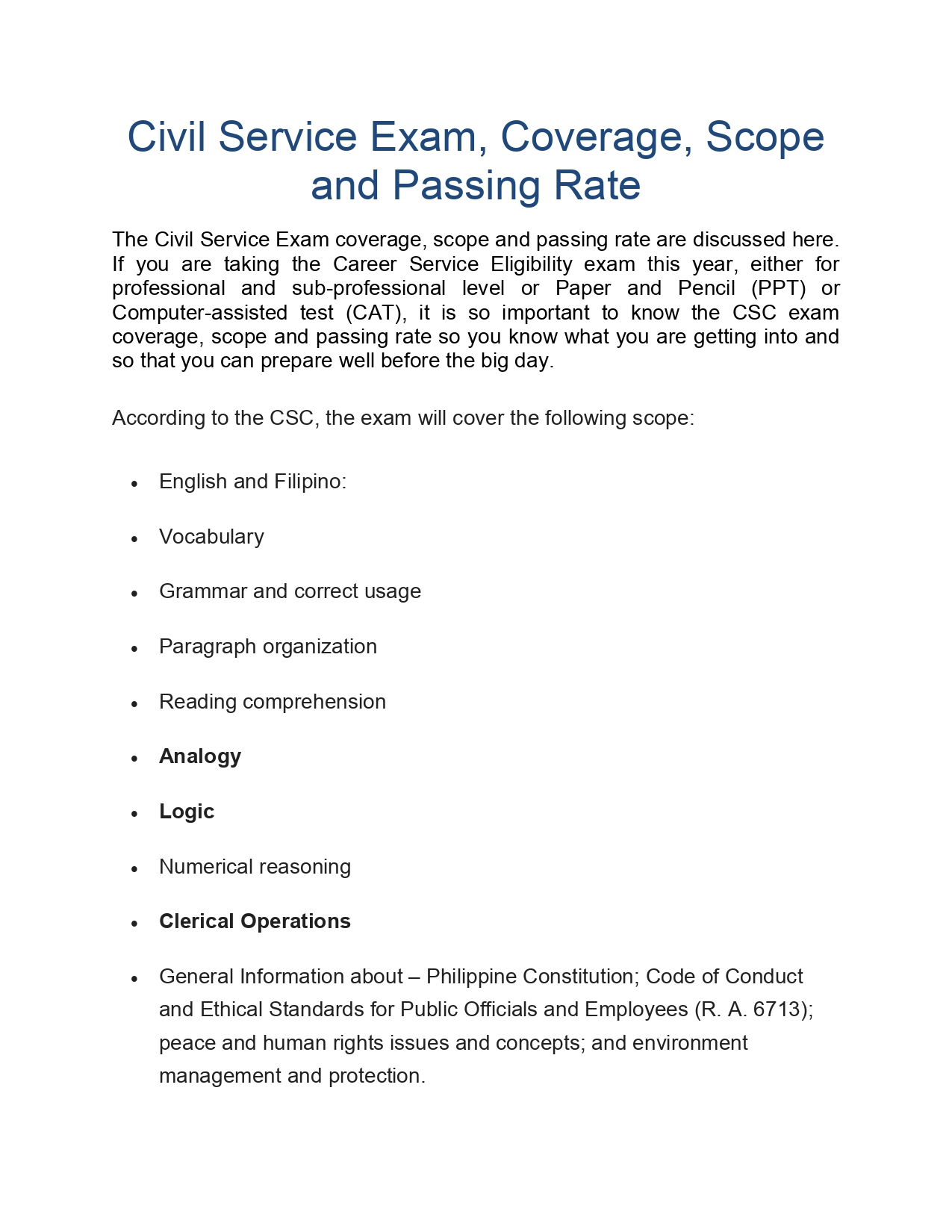 Civil Service Exam, Coverage,... - Civil Service Exam Updates | Facebook