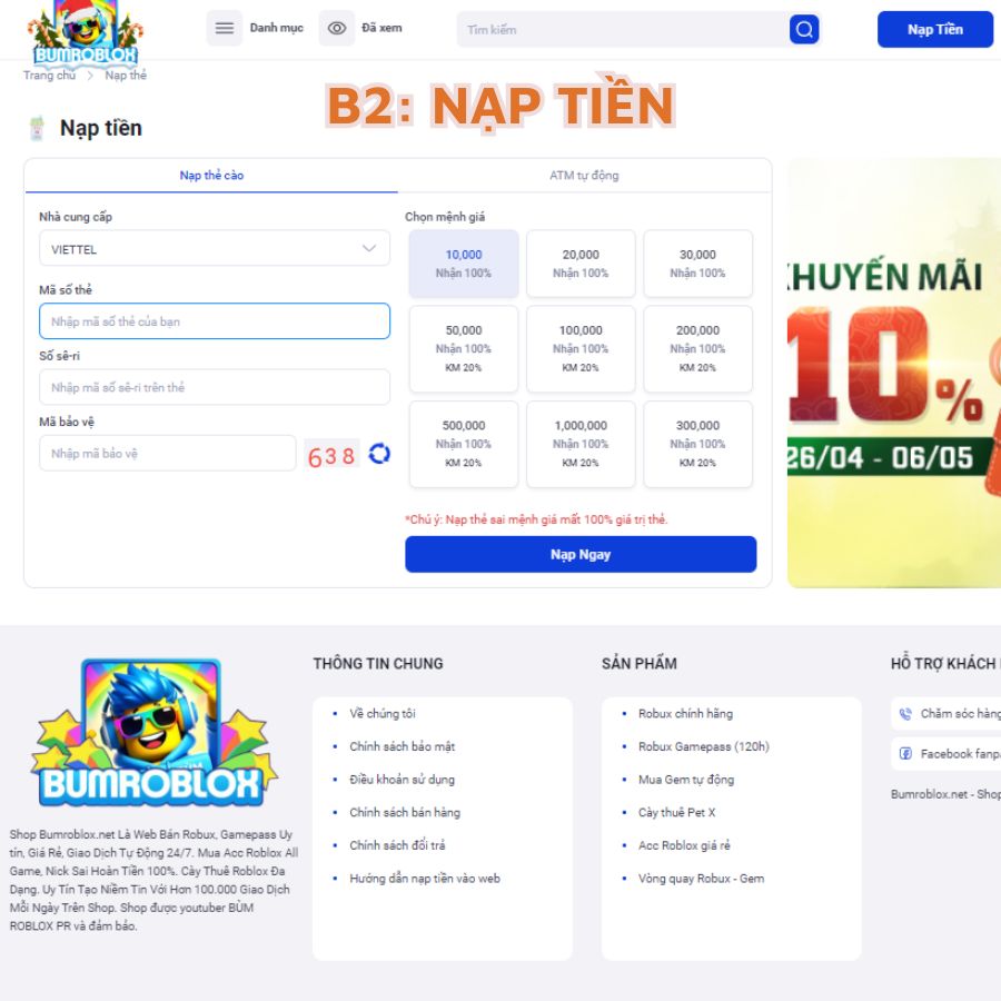 HƯỚNG DẪN MUA... - Bumroblox.net - Shop Roblox Top 1 Việt Nam