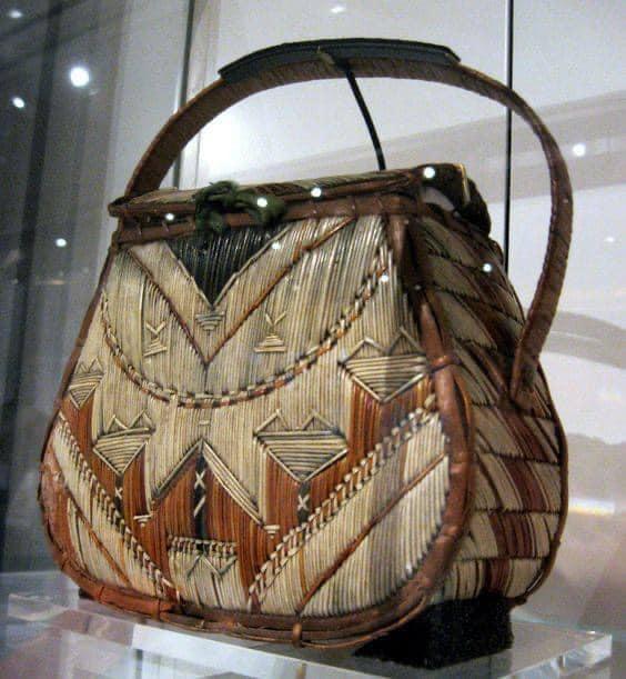 Mi'kmaq birchbark purse with porcupine quills at Royal Ontario Museum