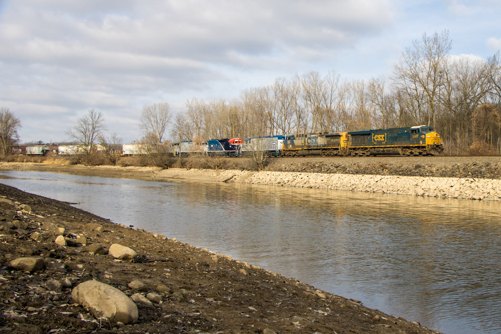 Amtrak GP38-3s in new phase 7 paint trailing eastbound