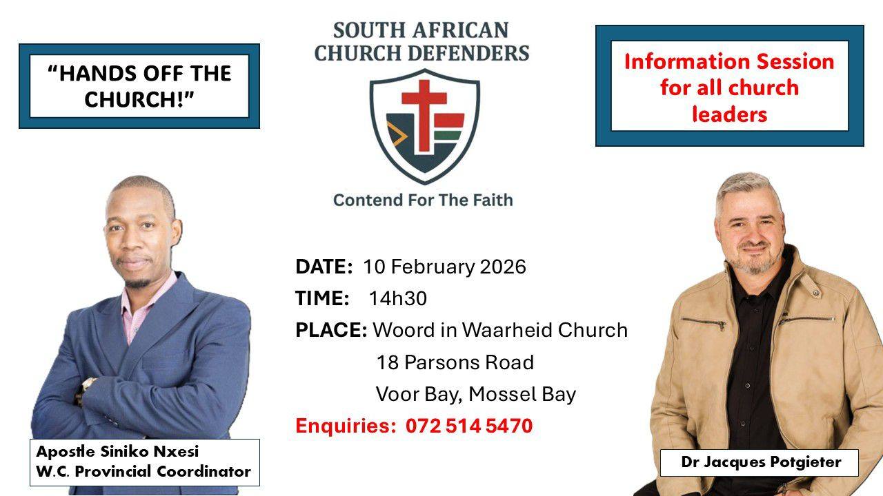 🚨 INFORMATION SESSION FOR... - South African Church Defenders | Facebook