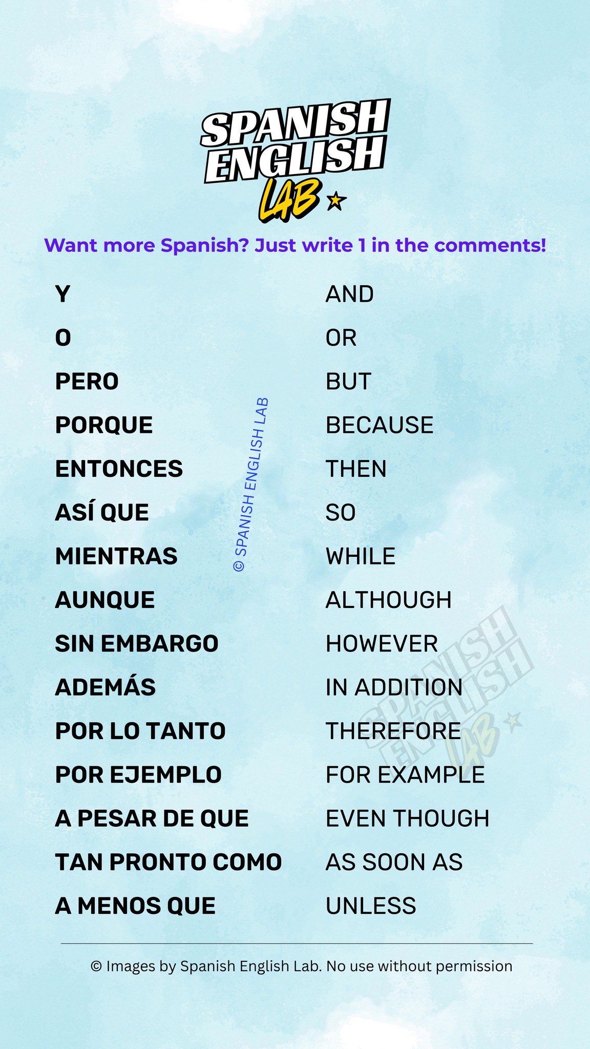 Everyday Spanish phrases Write 1 in... - Spanish English Lab | Facebook