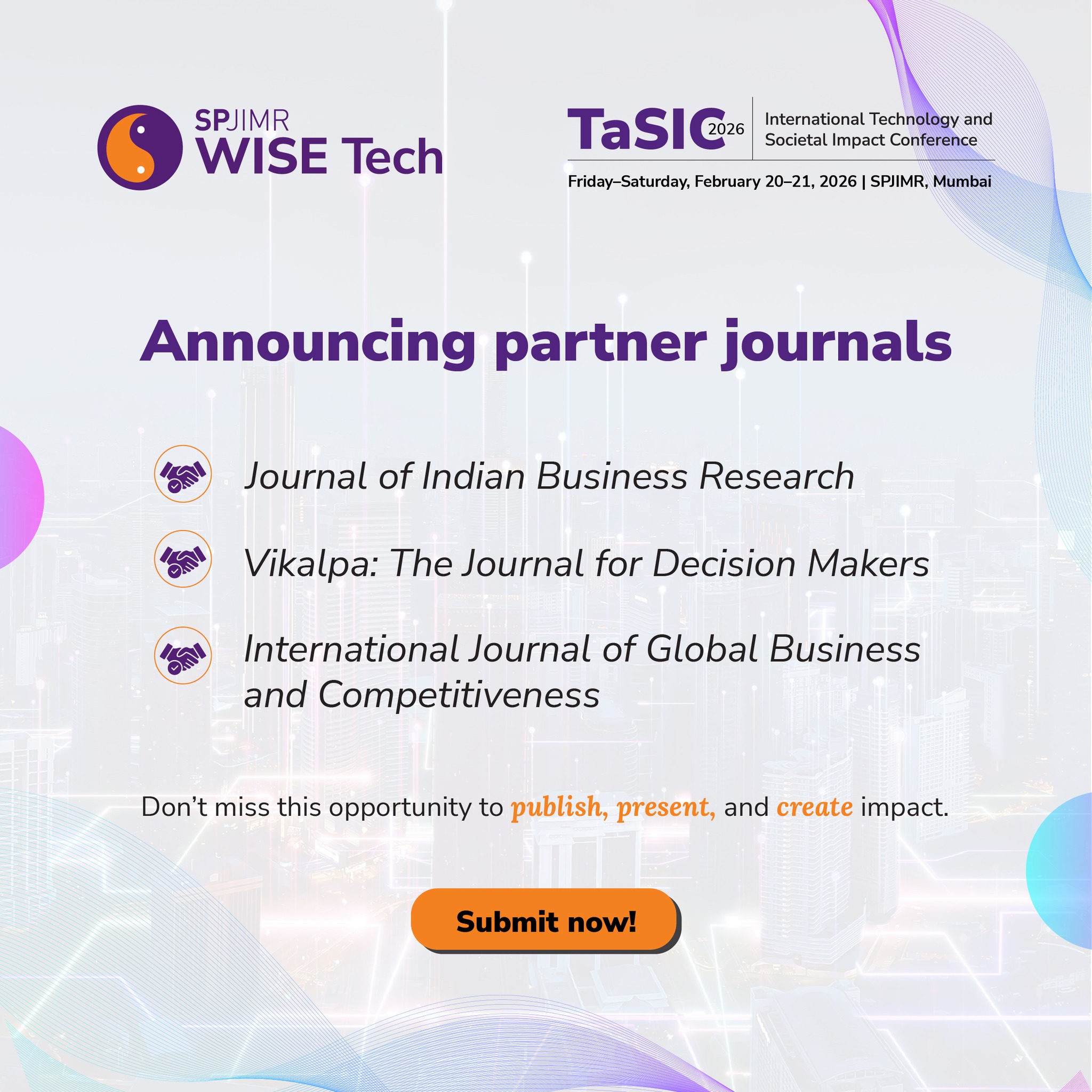 SP - Announcing TaSIC 2026 partner journals Submit your papers to TaSIC ...