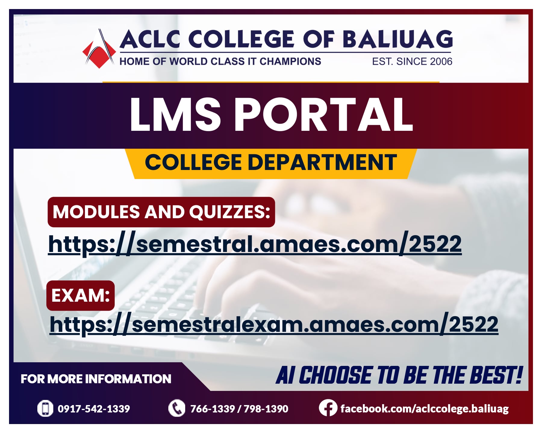 ACLC - 📣 ANNOUNCEMENT Good day, ACLCians! We are pleased to inform you ...