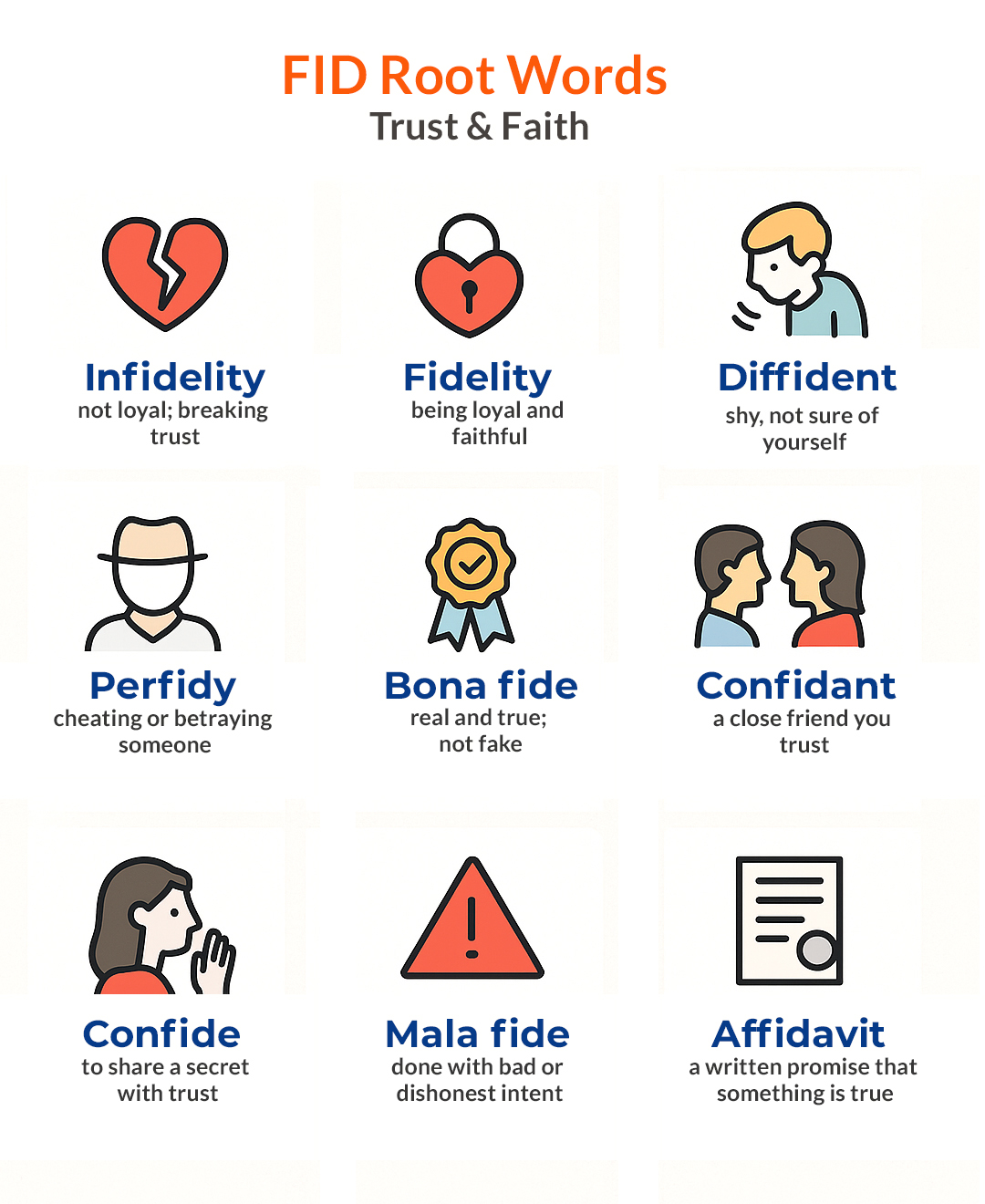 Learn - FID Root Words – Trust & Faith . . #learnenglishonline # ...