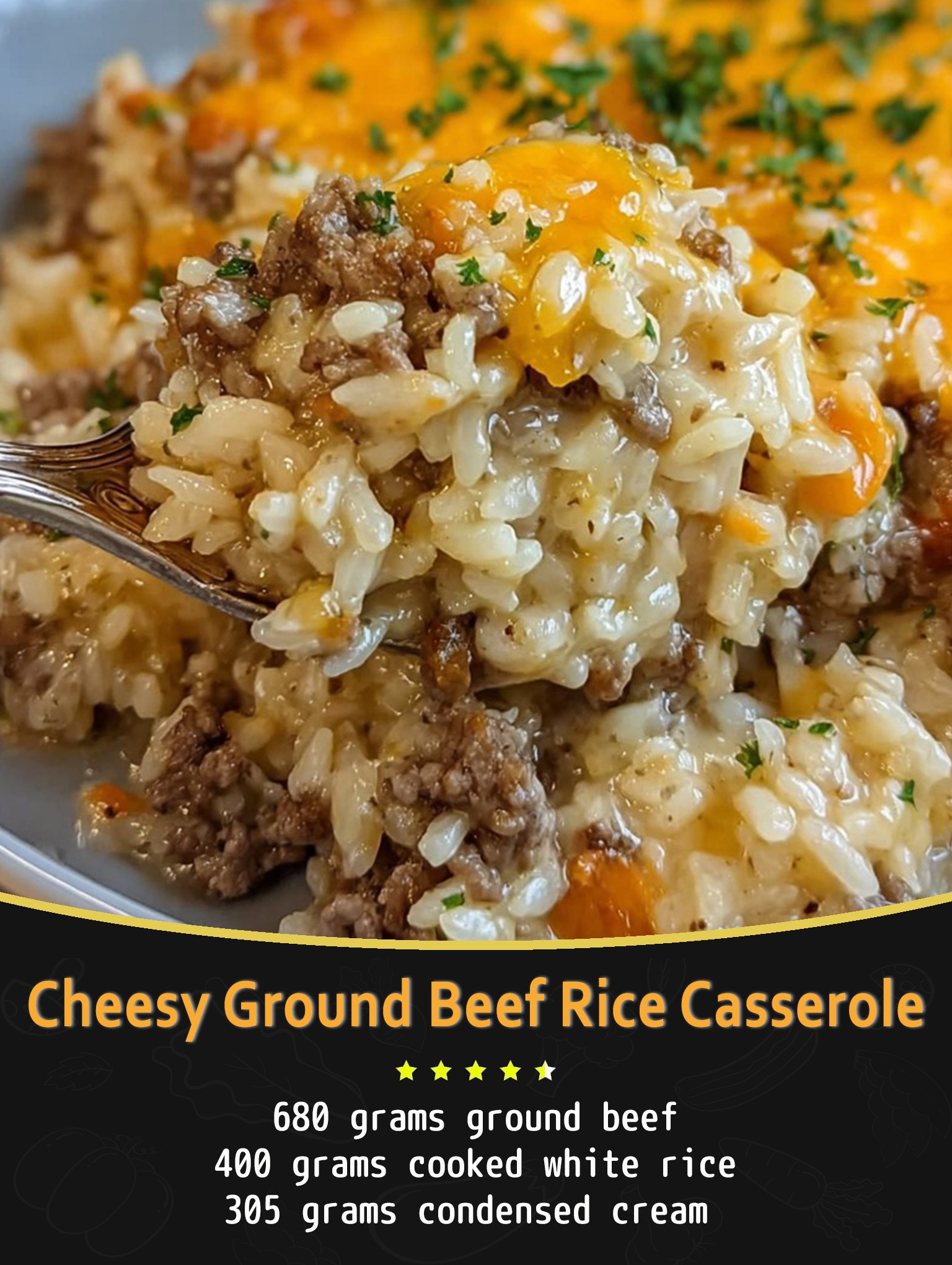 Cook - Cheesy Ground Beef Rice Casserole Ingredients 680 grams ground ...