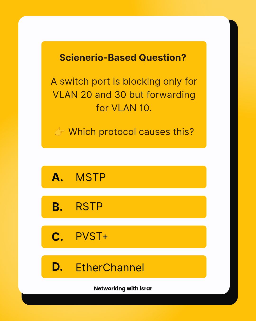 Networking - Scienerio-Based Question? A switch port is blocking only ...