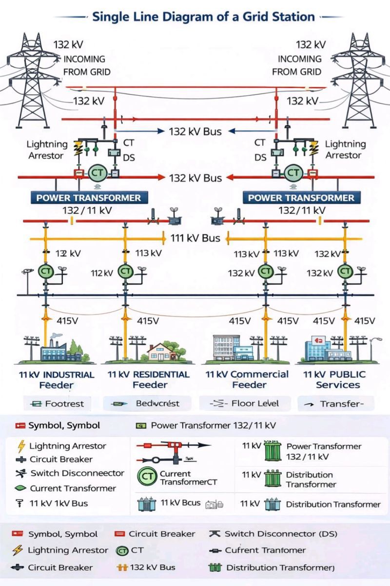 Electrical Engineering | ⚡Understanding a Grid Station Through a Single ...