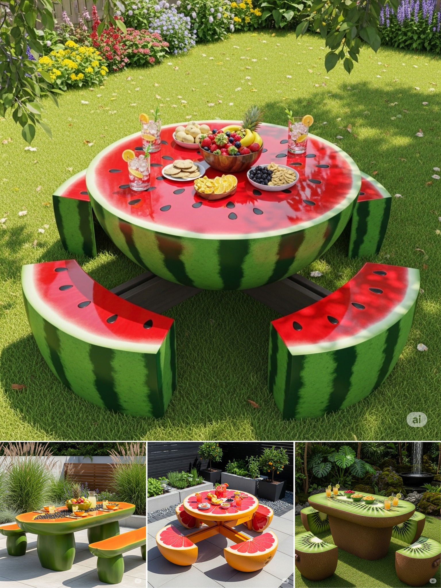 ThinkArt - Absolutely love these fruit shaped picnic tables! 😱 | Facebook