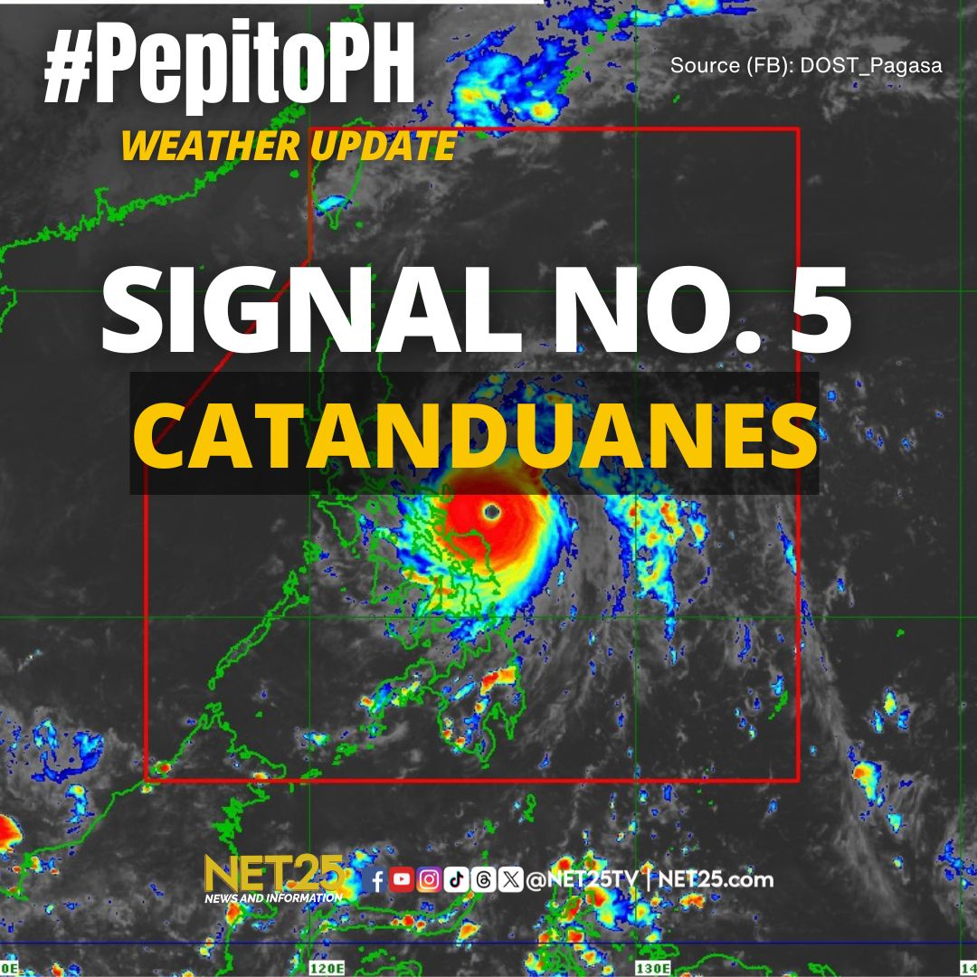 NET25 - Itinaas na sa Signal No. 5 ang lalawigan ng Catanduanes, dahil ...