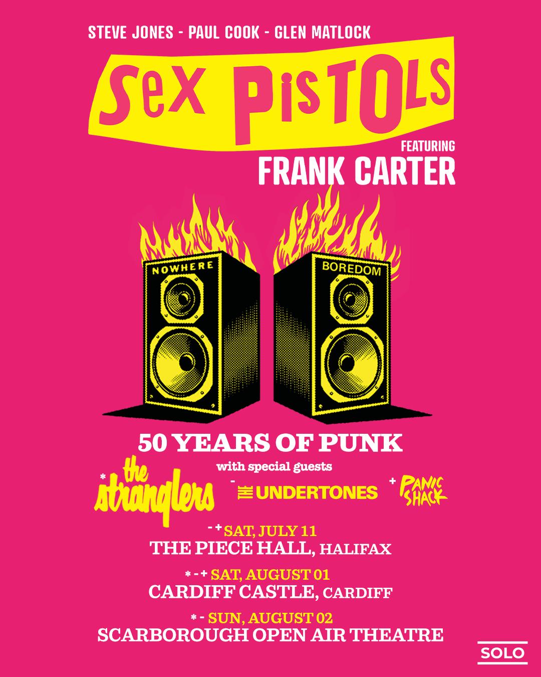 Sex Pistols playing Cardiff Castle and Piece Hall Halifax