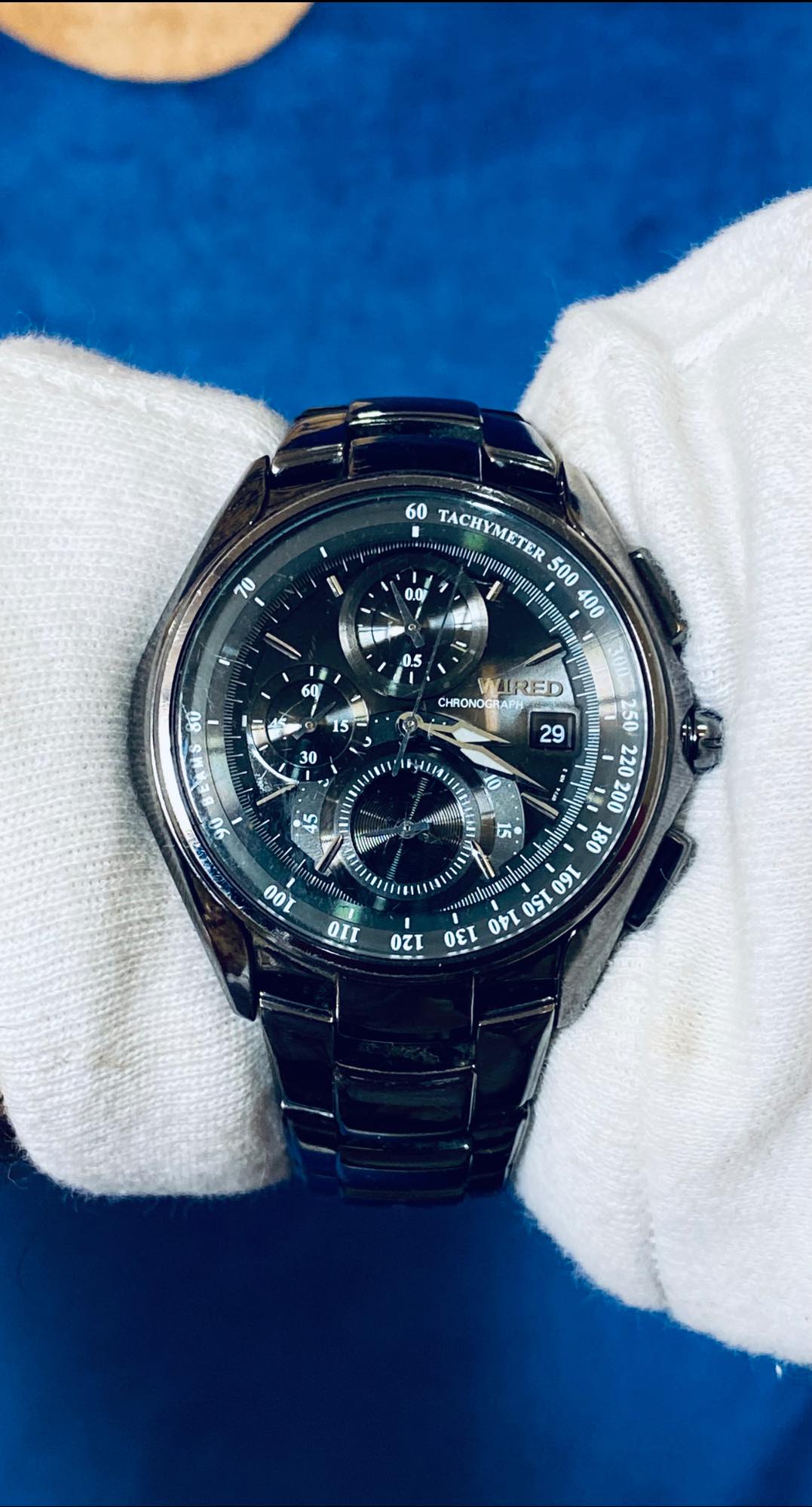 Seiko Wired x Beams collaboration chronograph watch in black