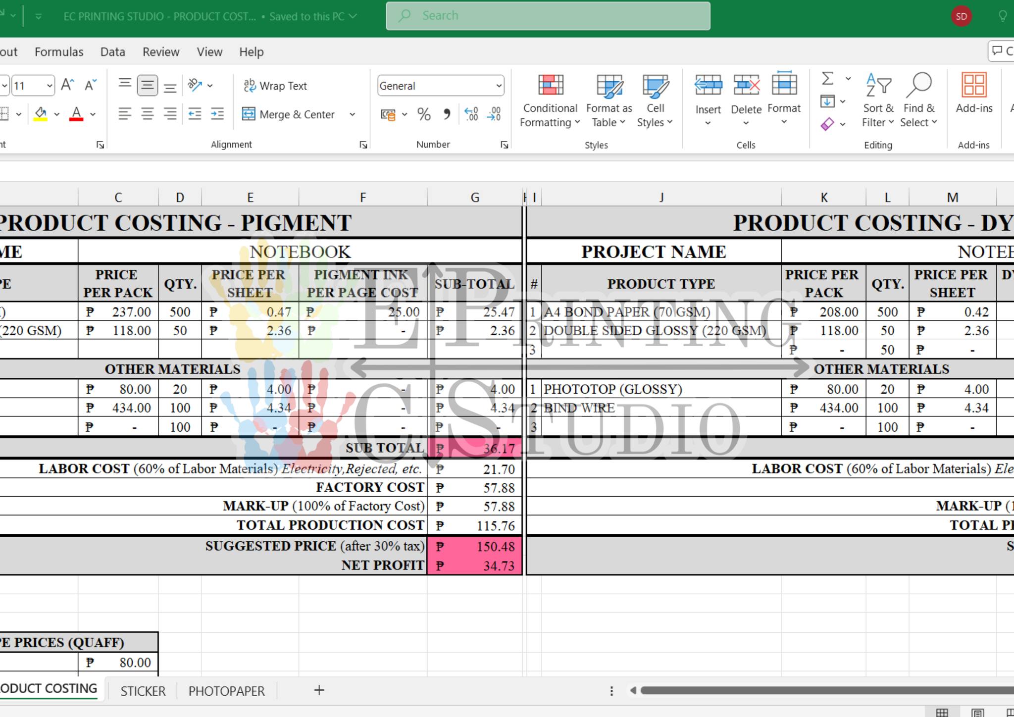 FREE PRODUCT COSTING CUTIES!!! 🥰 (DO... - EC Printing Studio | Facebook