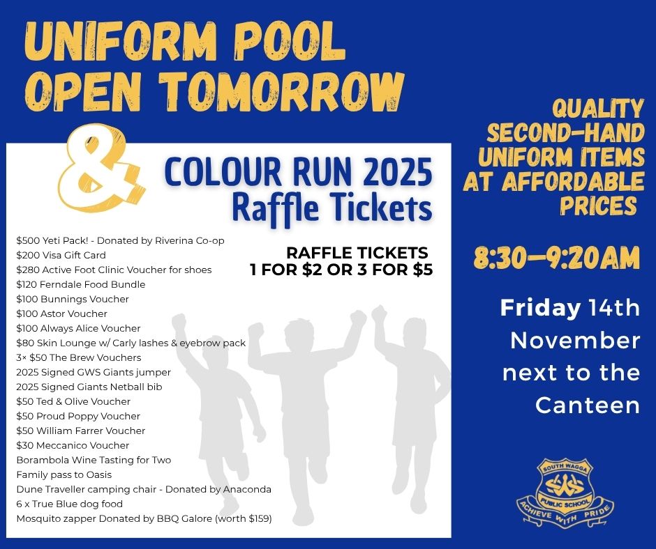 🌈 Colour Run Raffle Ticket... - South Wagga Public School P&C | Facebook