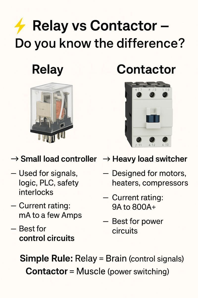 ELECTRICAL Engineer USA CoMMuNiTy | 🔌 Relay vs Contactor ⚡ | Facebook