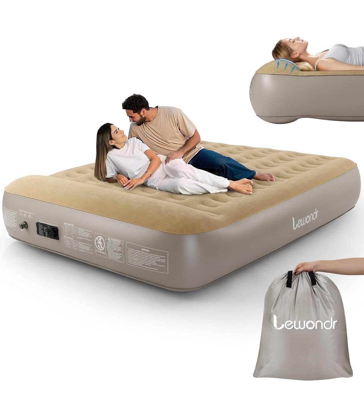 Beautyrest Posture Lux Air Bed Mattress With Express Pump - 15" Full Size Inflatable Bed For Guests, Camping, RV Trips