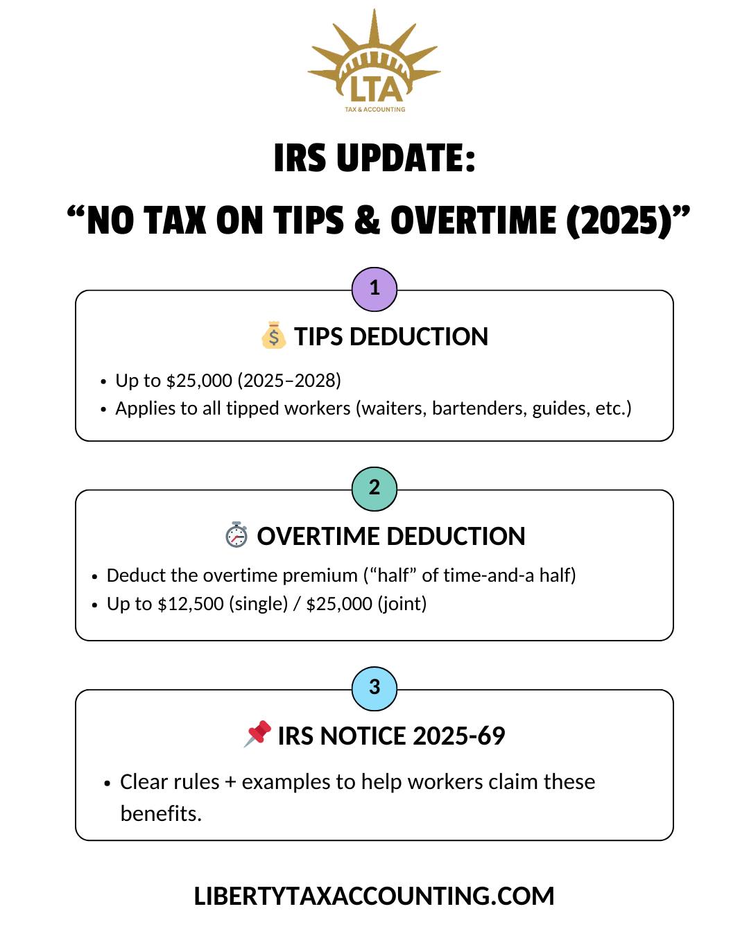 Liberty - 🆕 IRS Update: No Tax on Tips & Overtime (2025) 💰 Tips ...