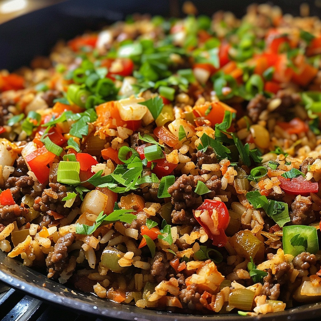 Recipes Inspire | 🍲 Texas Hash One-Skillet Ground Beef and Rice | Facebook
