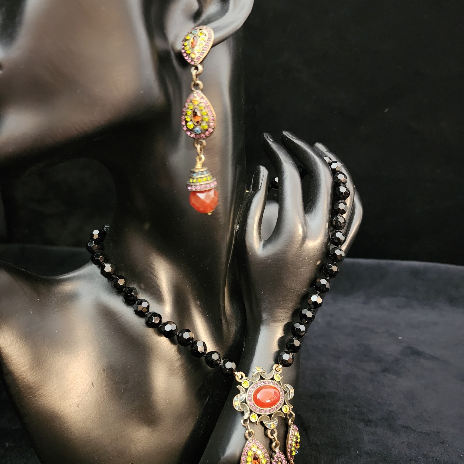 M. Strange - Vintage Heidi Daus Rhinestone Carnelian Necklace and ...