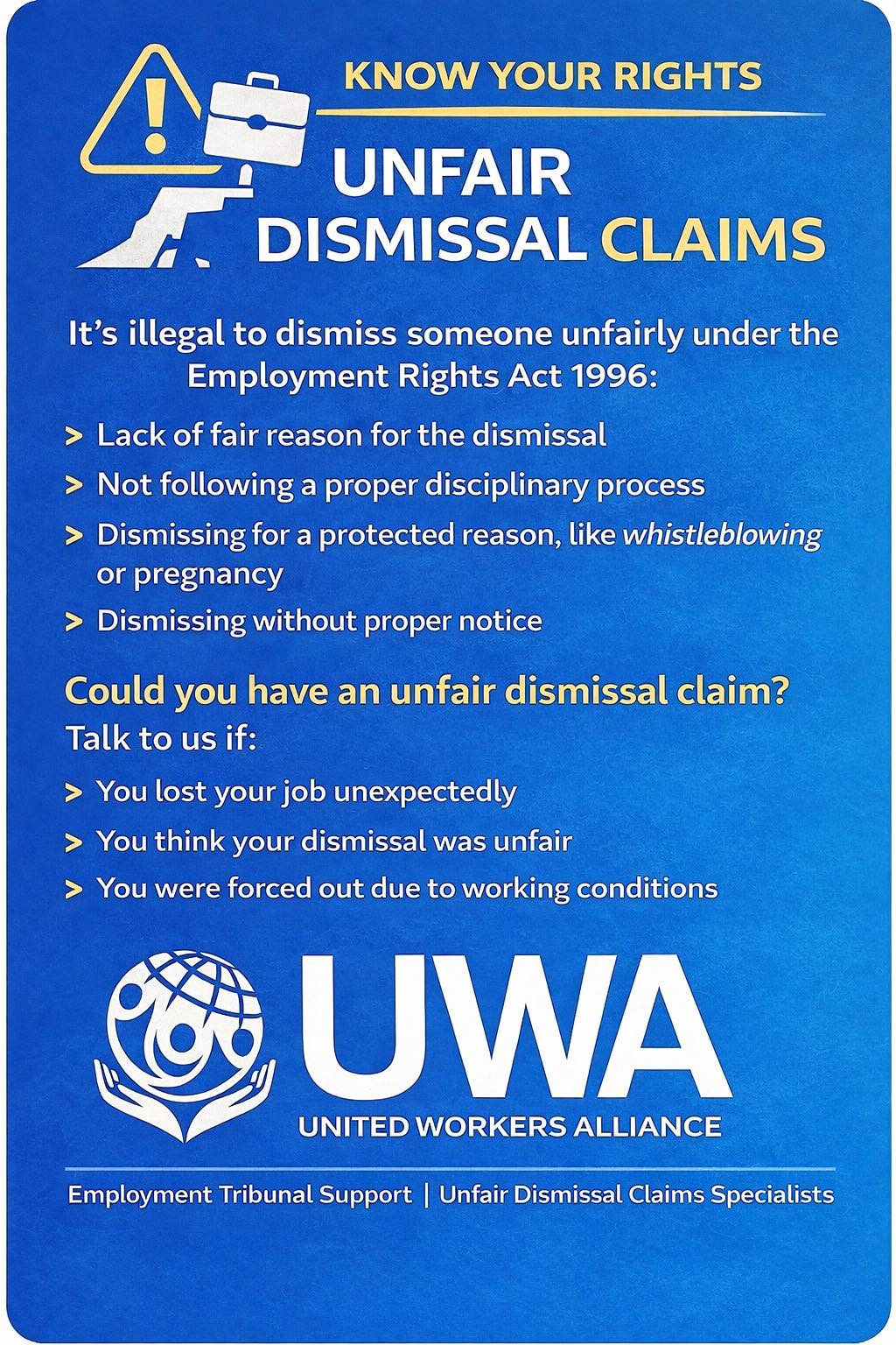 United - ⚖️ Know your rights at work It’s unlawful to dismiss someone ...