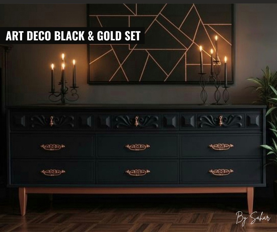 black and rose gold dresser with accents floral napkin drawers NA-06.11.26AM