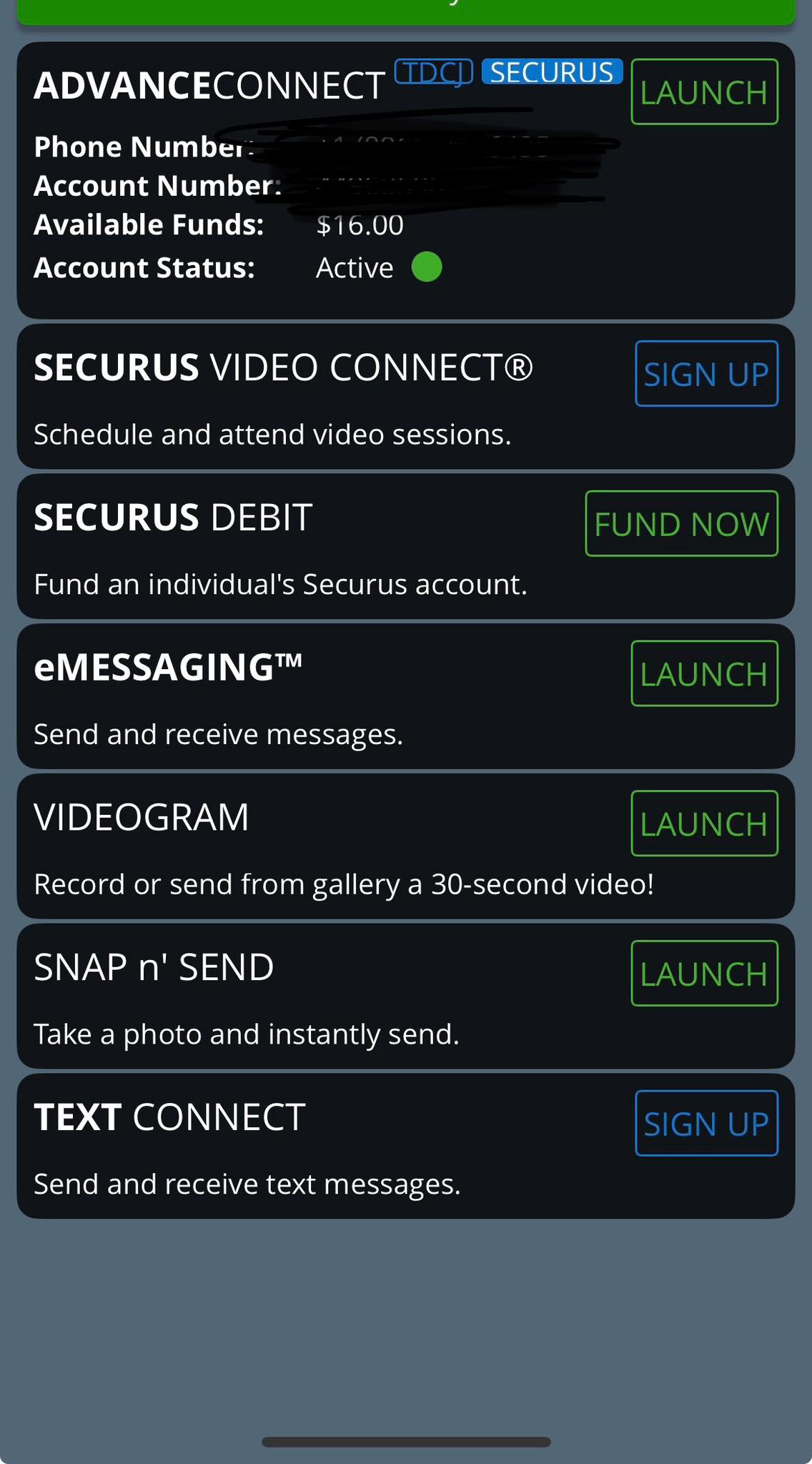 TDCJ Help for Families and Inmates | I have my securus app set up but ...