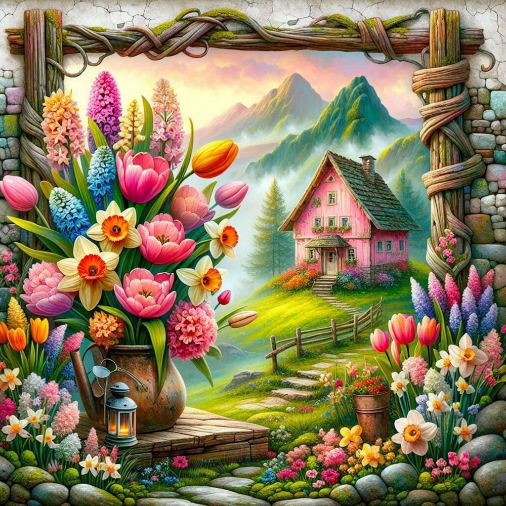 Love - A vibrant, storybook landscape bursts with spring color soft ...