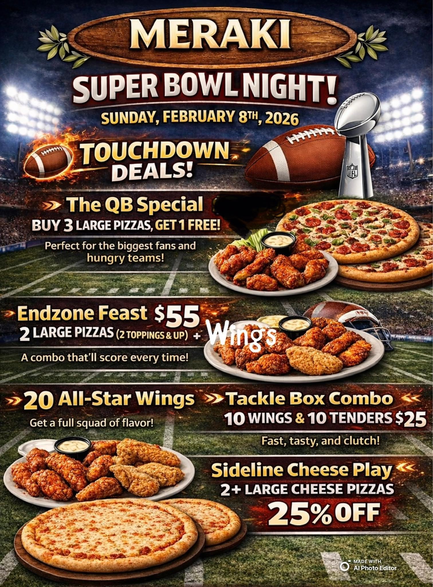 🏈🍕 SUPER BOWL SUNDAY AT... - Meraki Restaurant Baltic CT | Facebook
