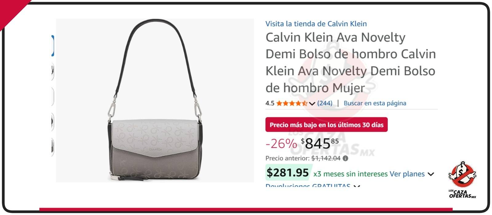 Los - Ahora: $845 Calvin Klein Ava Novelty Demi Bolso de hombro 