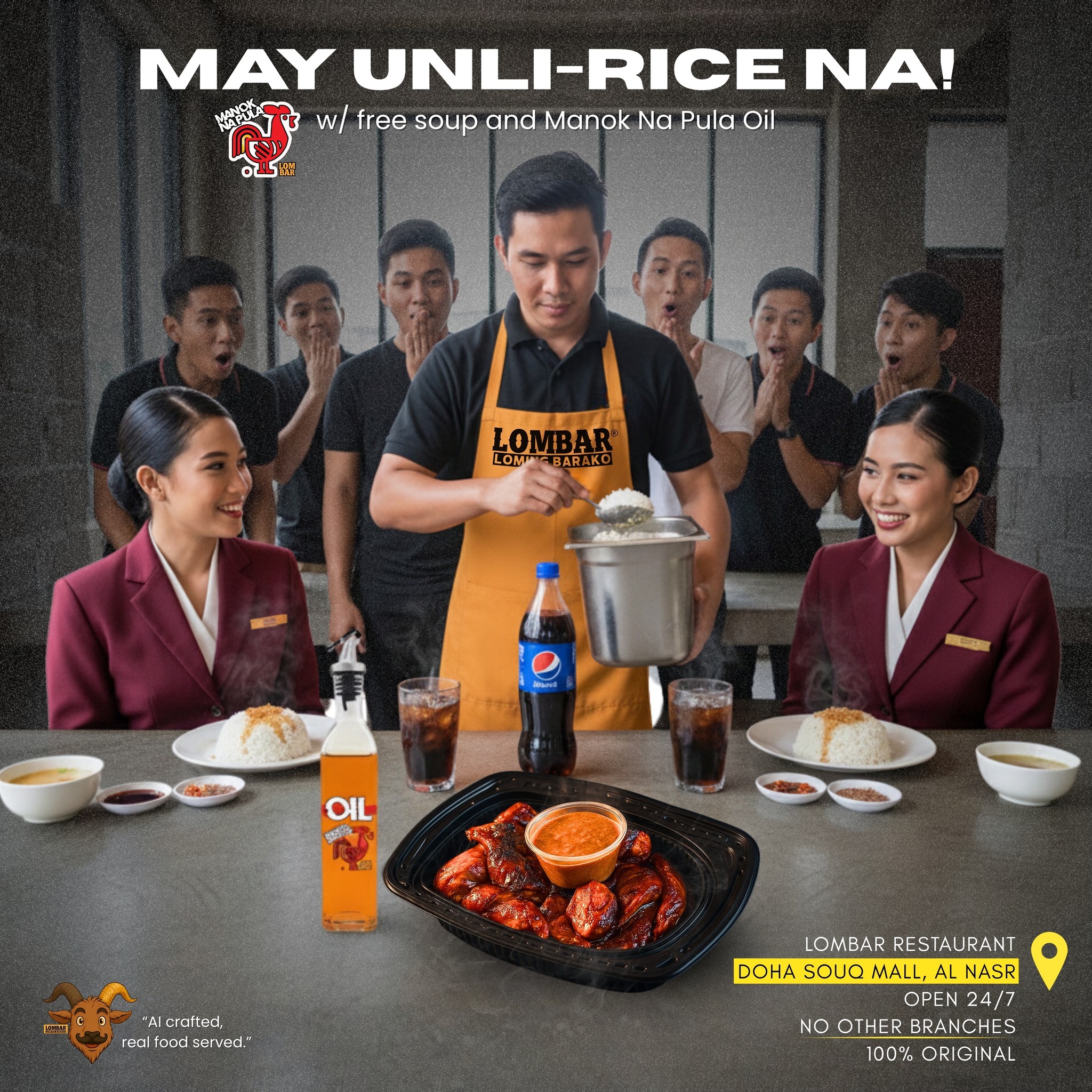 lombarqatar - MANOK NA PULA with UNLI RICE! QAR 25.00 – Quarter w/ Unli ...