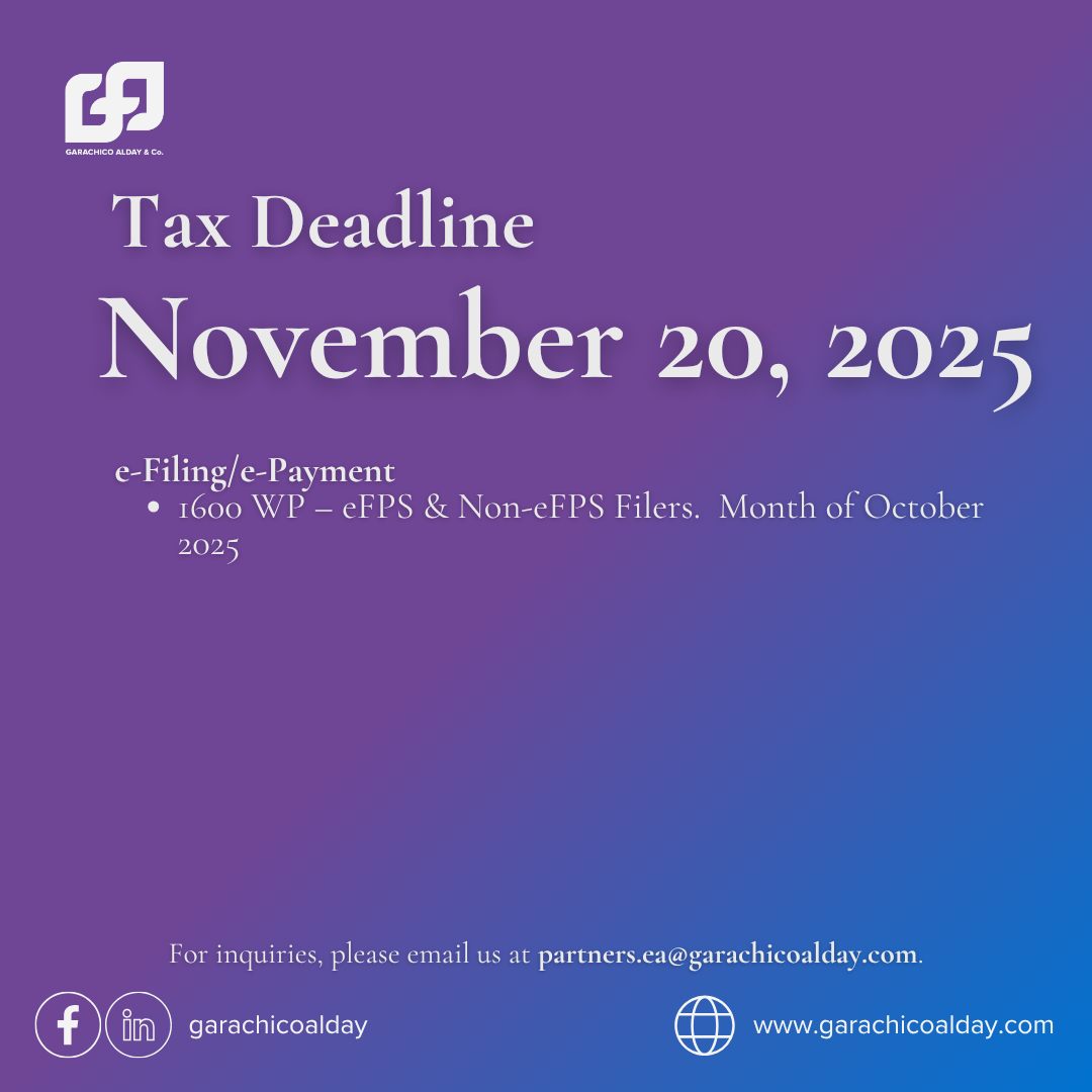 Garachico - #KailanGA? TAX DEADLINE Nov 20, 2025 Thursday e-FILING ...