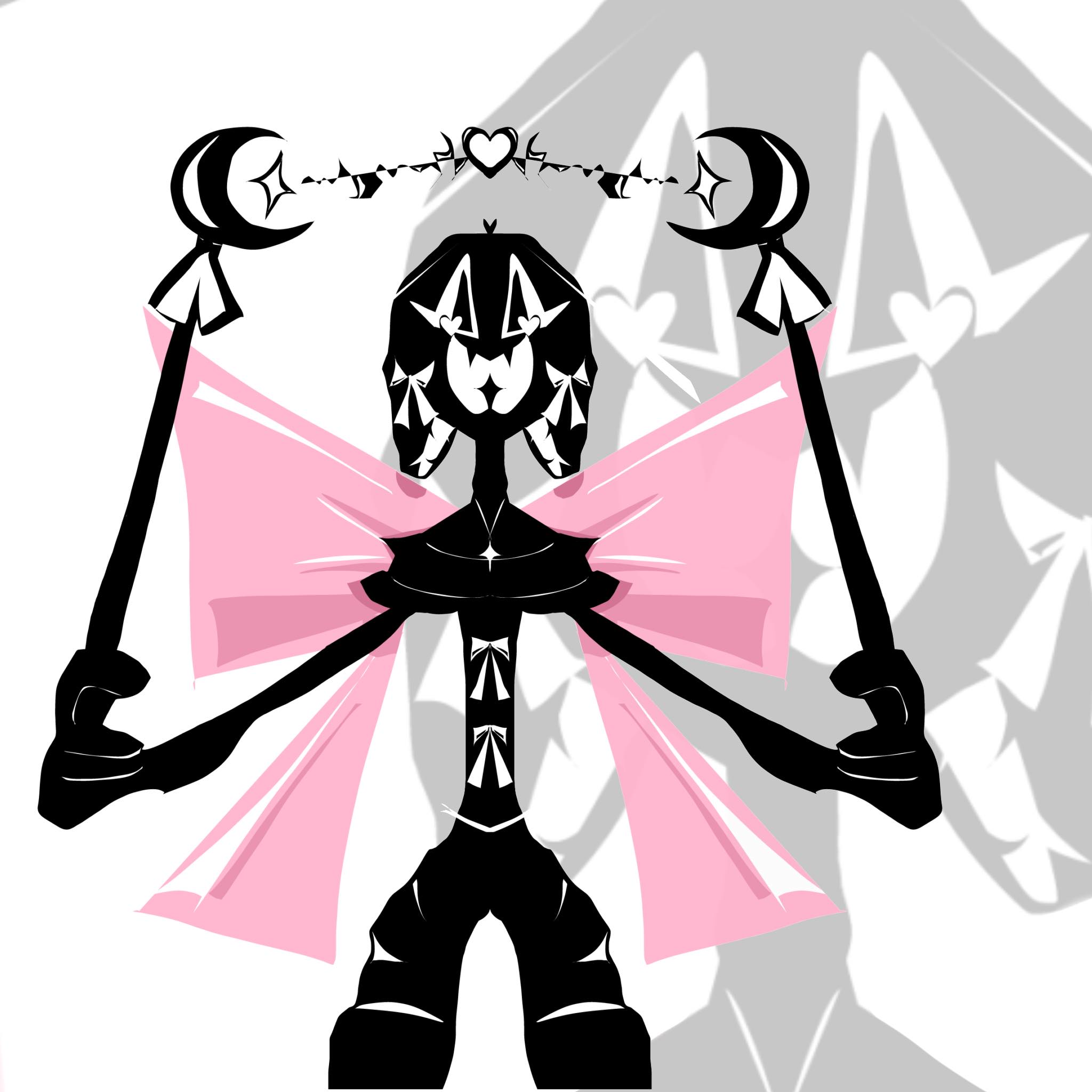 Playful monster OC with pink wings and crescent moons
