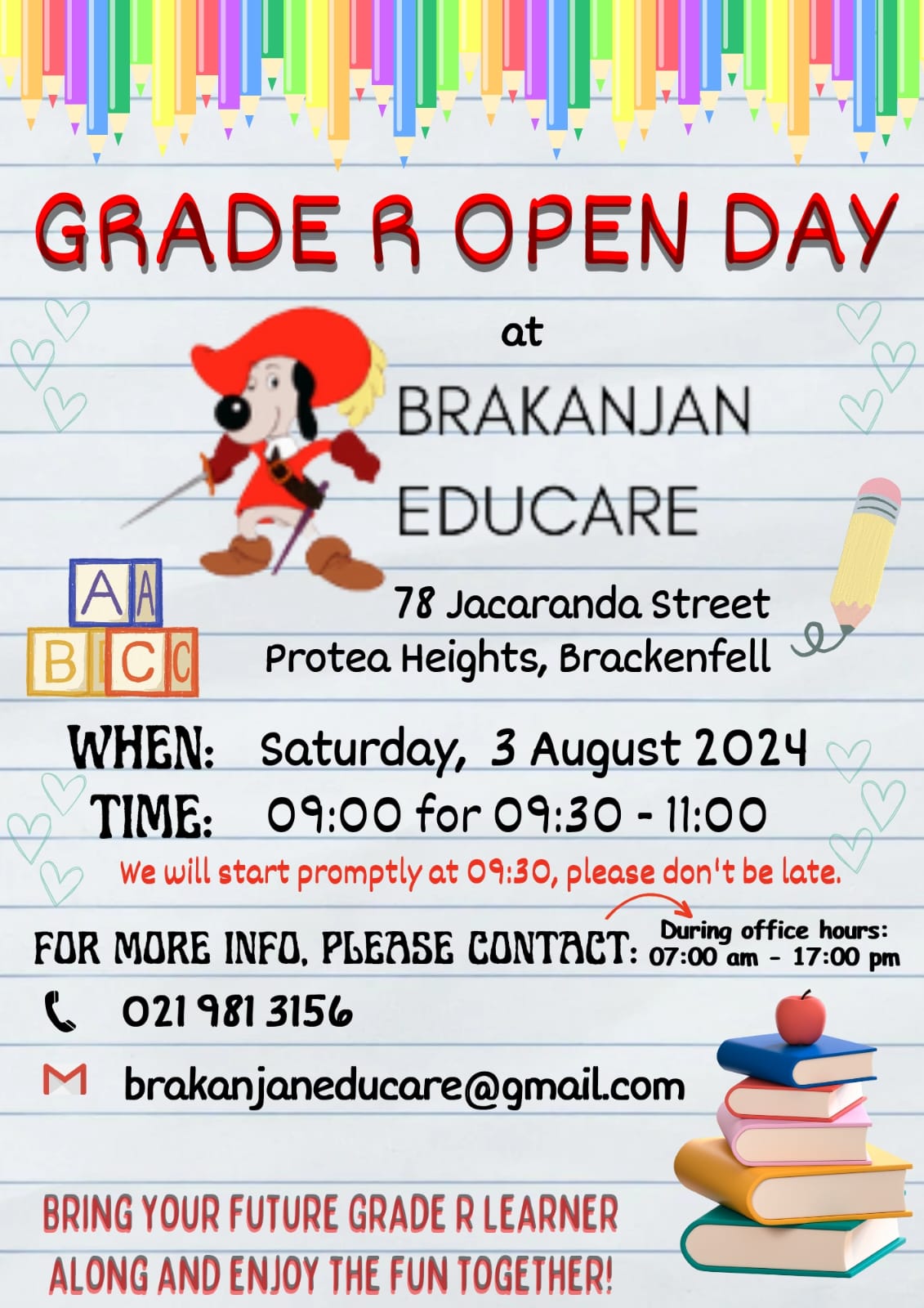 Important information for the open day... - Brakanjan Educare