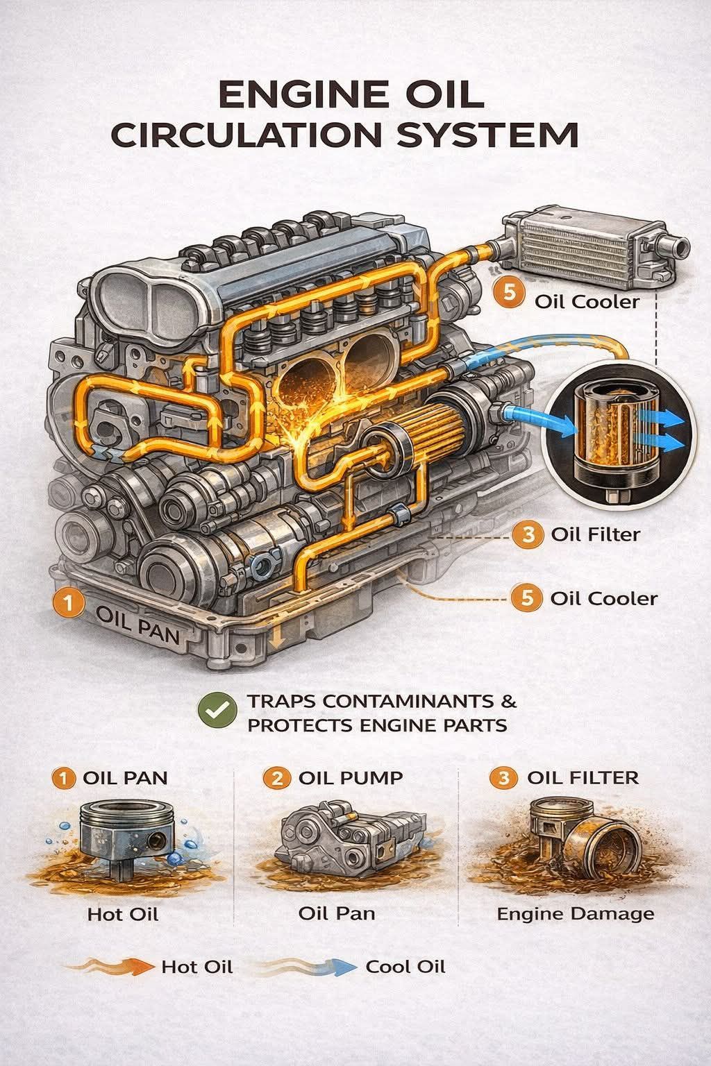 🔧 ENGINE OIL CIRCULATION SYSTEM – HOW IT WORKS | Facebook