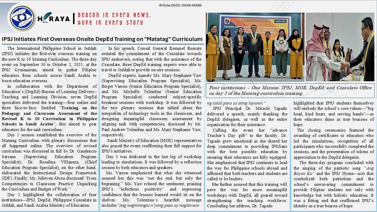 IPSJ - IPSJ Initiates First Overseas Onsite DepEd Training on 