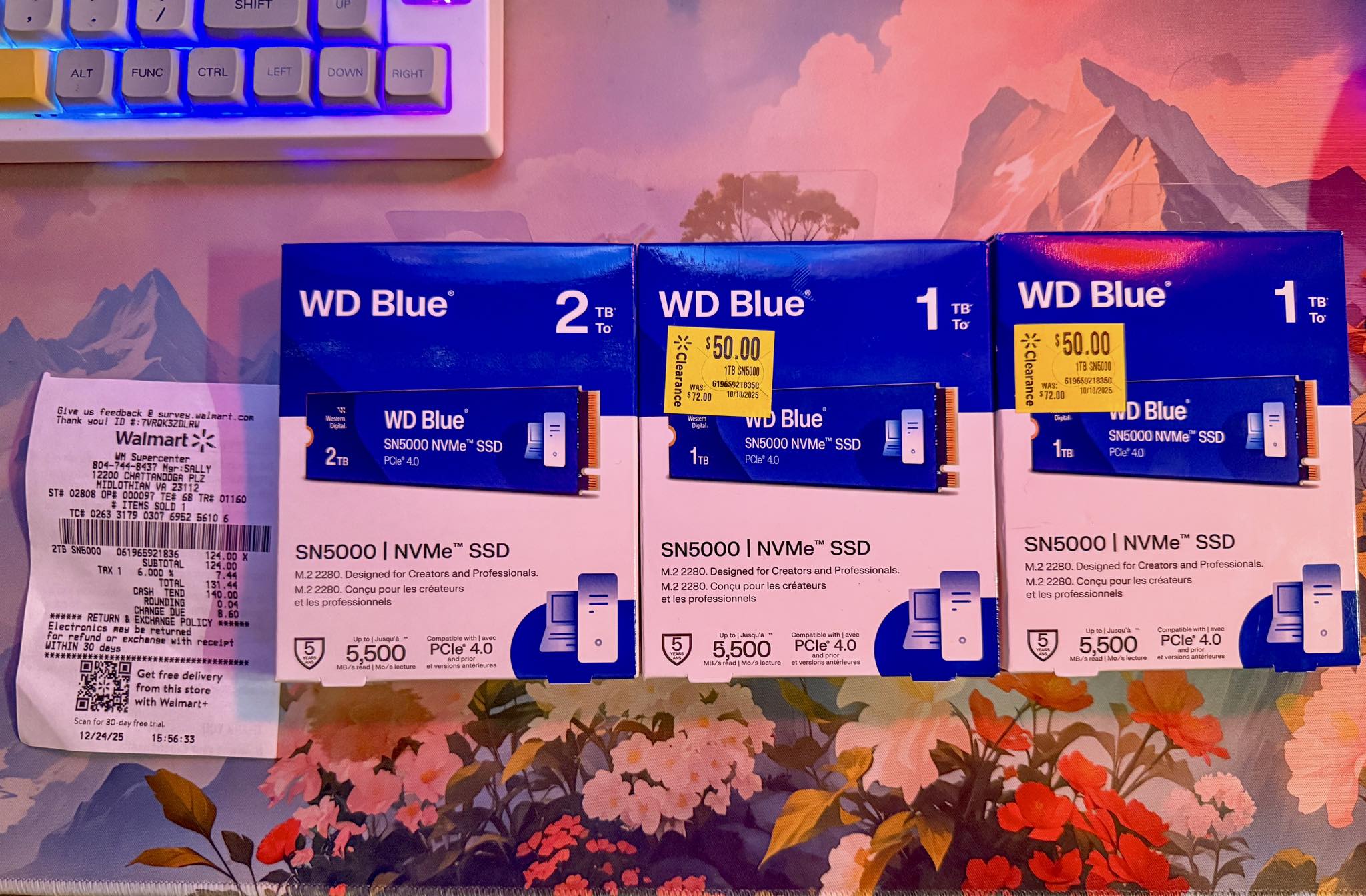 My recent Walmart finds , 2x WD blue SN5000 1Tb nvme for $50 a pop 