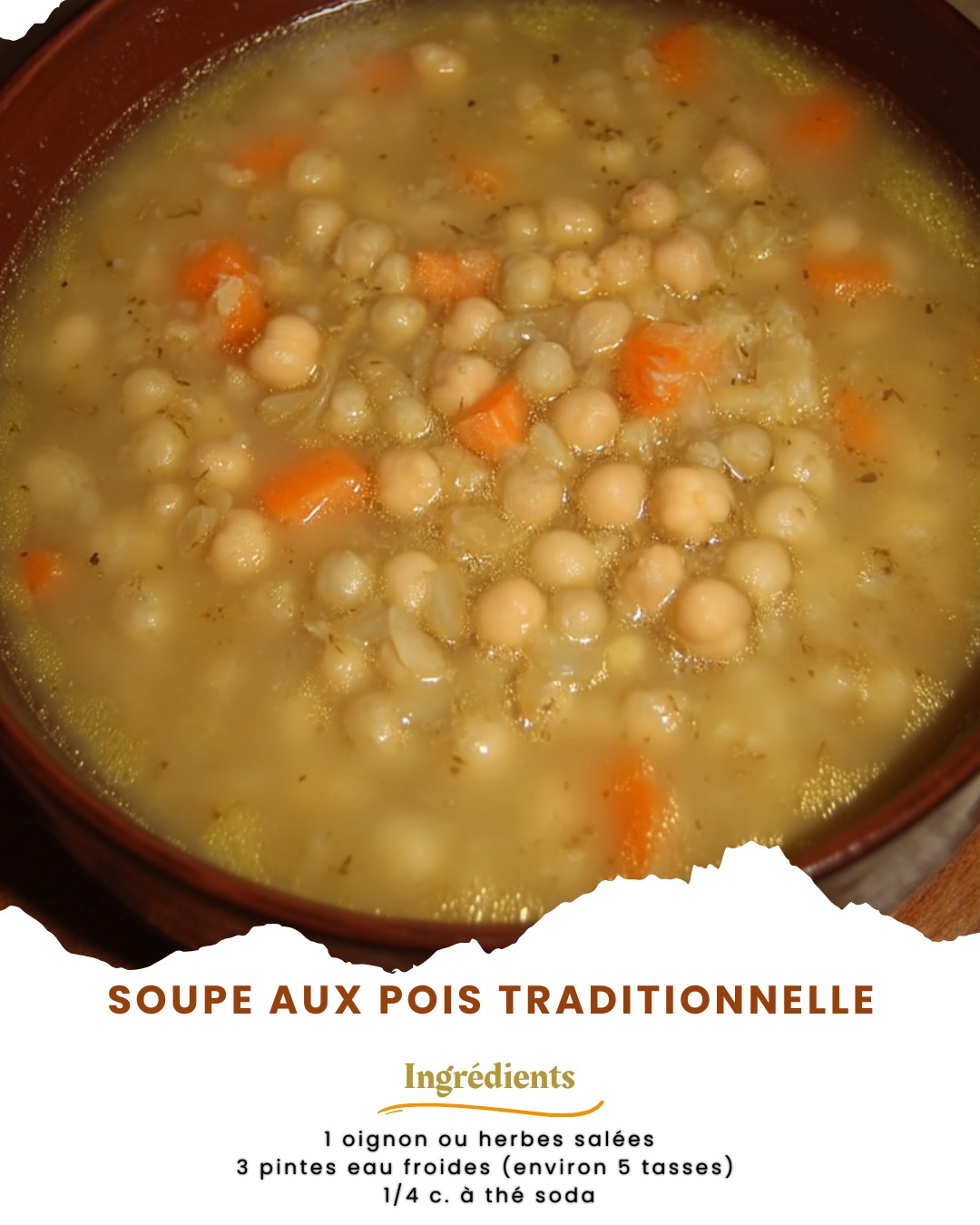 Recettes - Soupe aux pois traditionnelle 2 tasses de pois jaunes ...