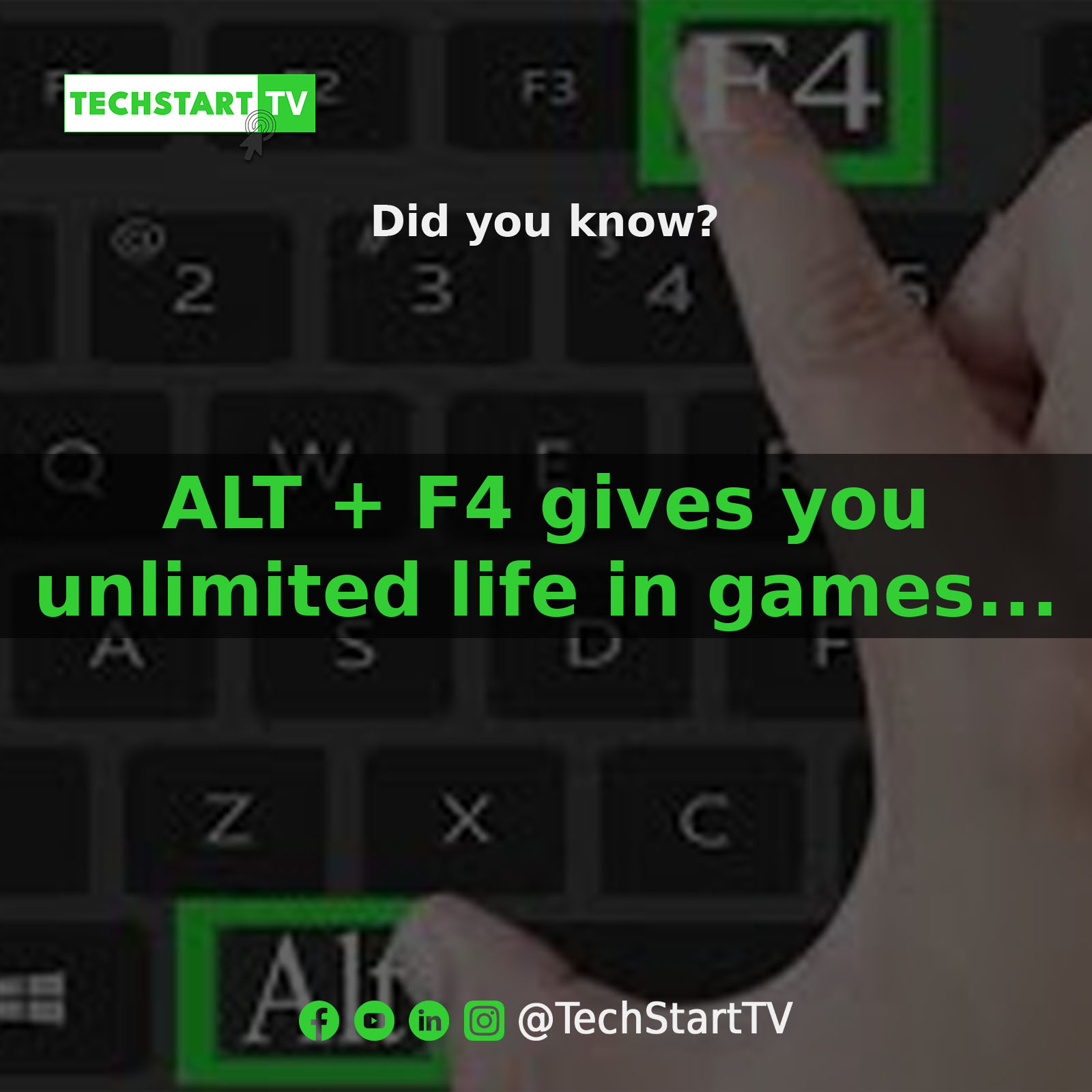 TechStart - Did You Know? ALT + F4 gives you unlimited life in games ...