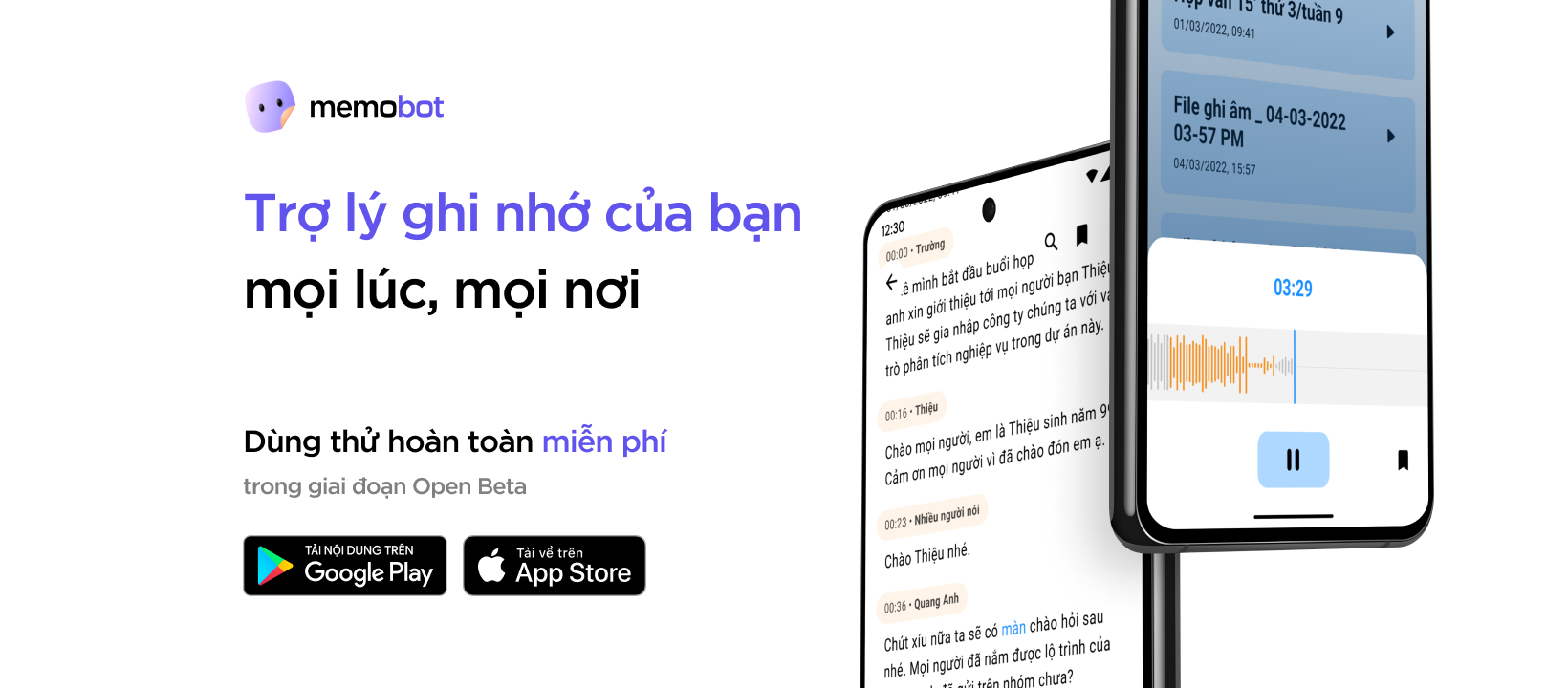 Memobot - Chuyển âm thanh thành văn bản AI | Hanoi